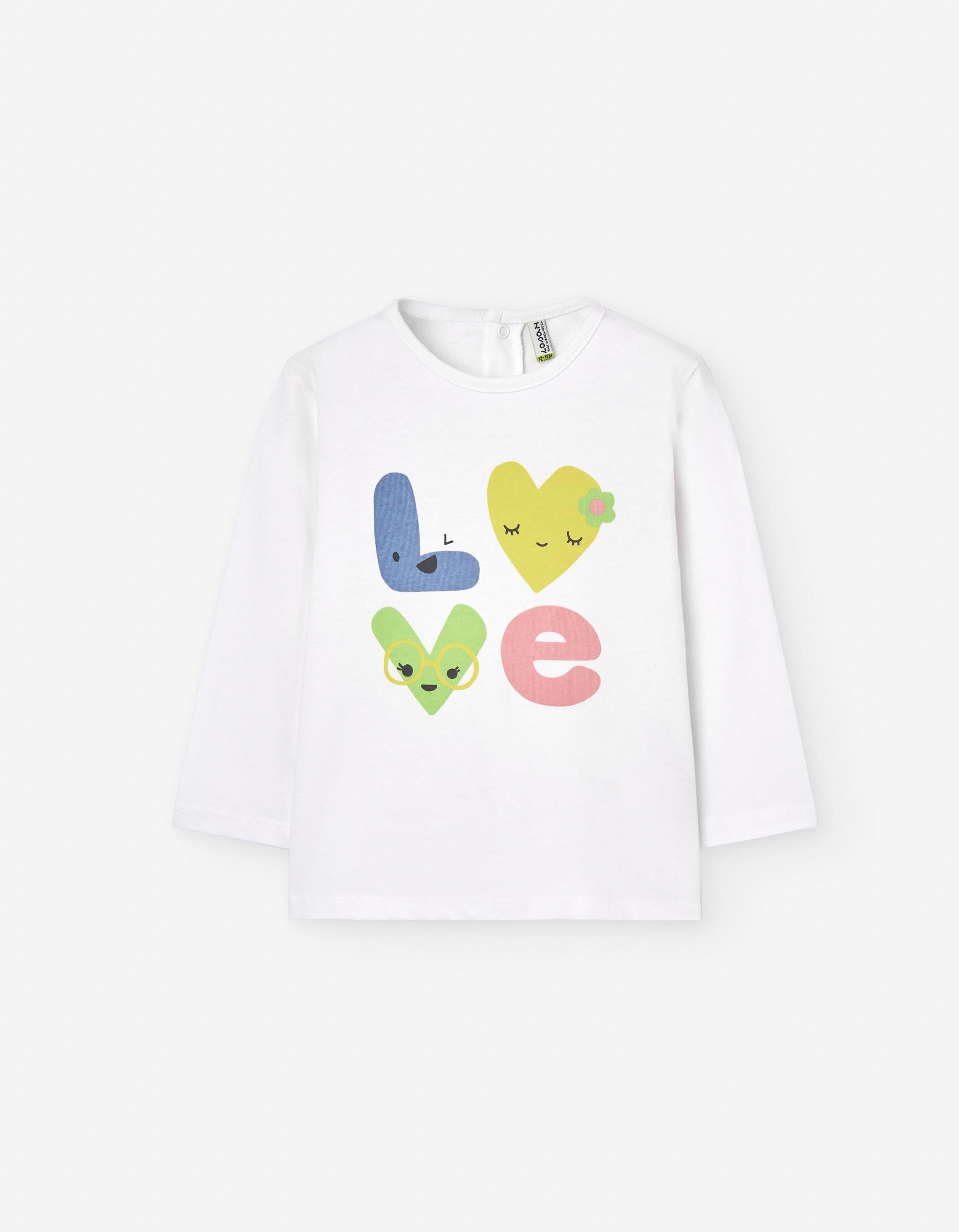 T-Shirt à Manches Longues pour Bébé Fille 'Love', Blanc