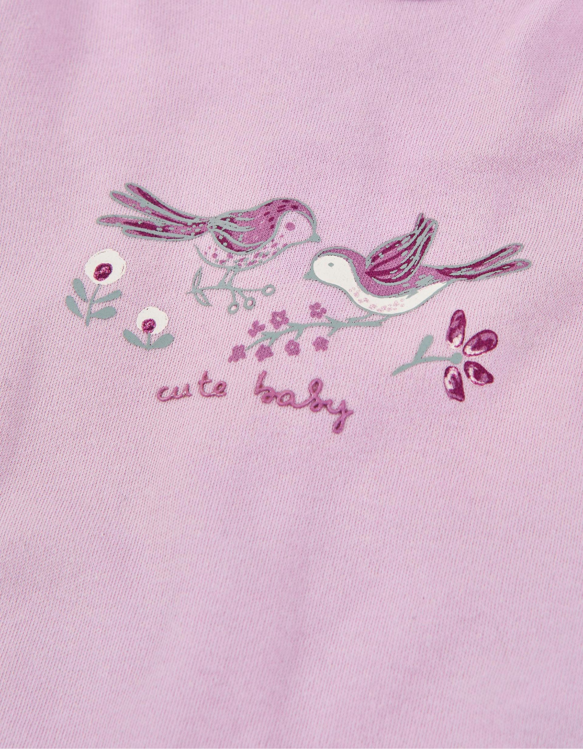 Ensemble T-shirt + Jogpant pour Nouveau-né 'Oiseaux', Rose/Grise