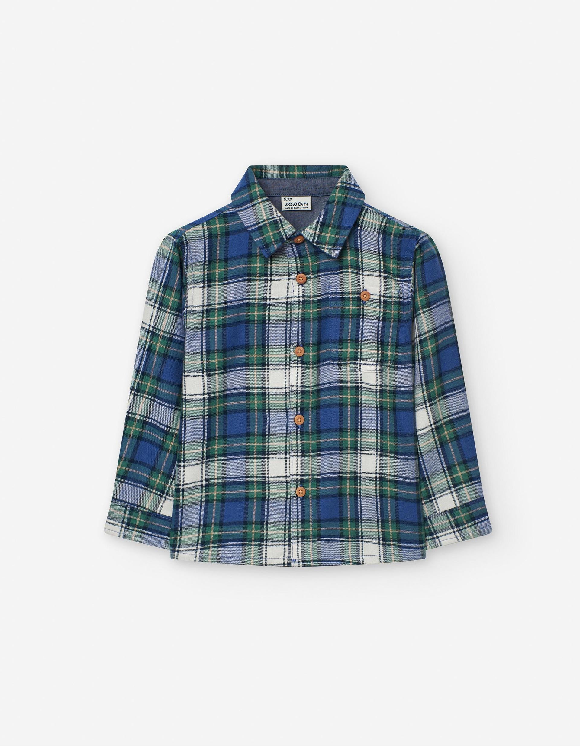 Camisa con Cuadros para Bebé Niño, Azul