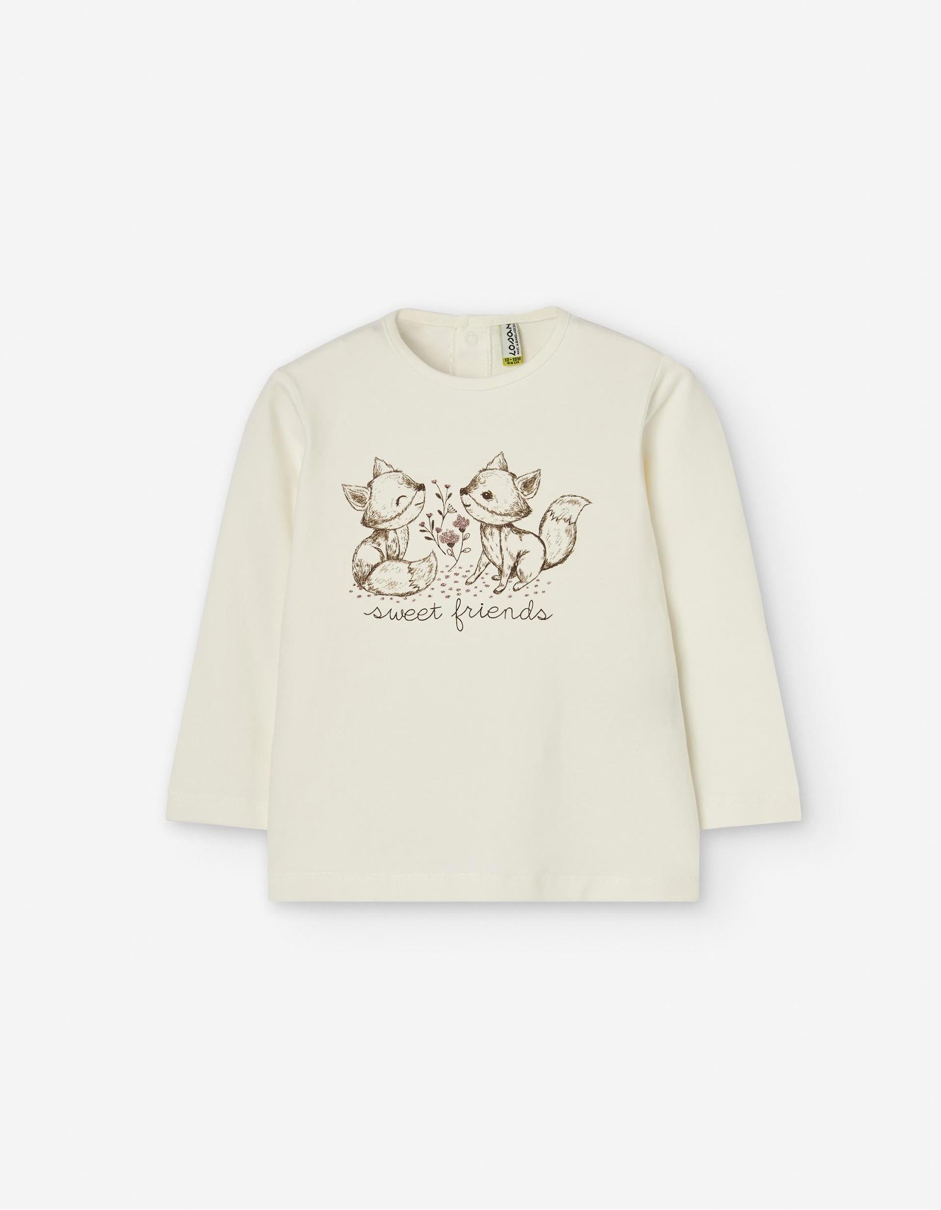 T-Shirt à Manches Longues pour Bébé Fille 'Écureuil', Blanc