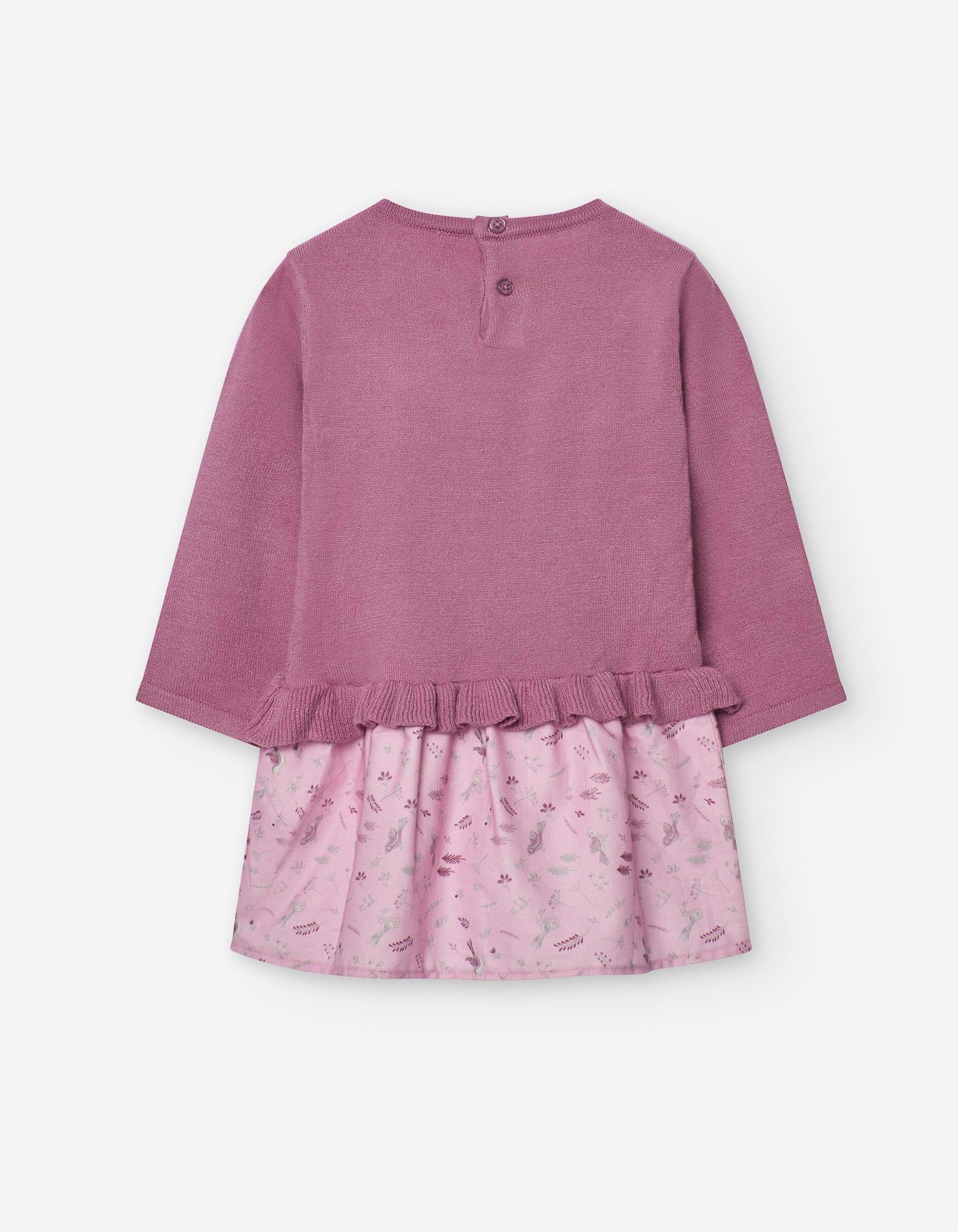 Robe Bimatière avec Broderies de Fleurs pour Bébé Fille, Rose