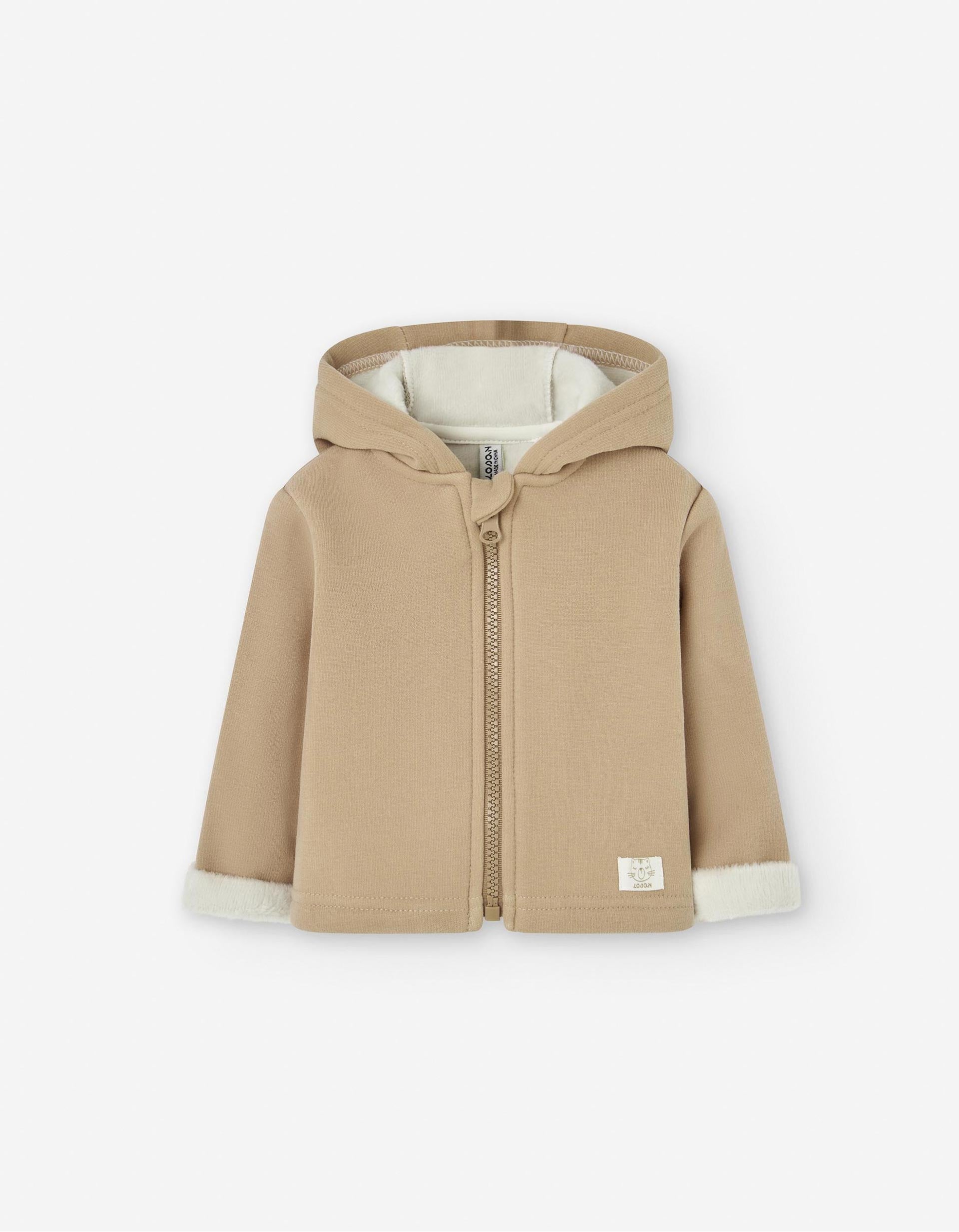 Chaqueta Perchada con Capucha para Recién Nacido, Beige