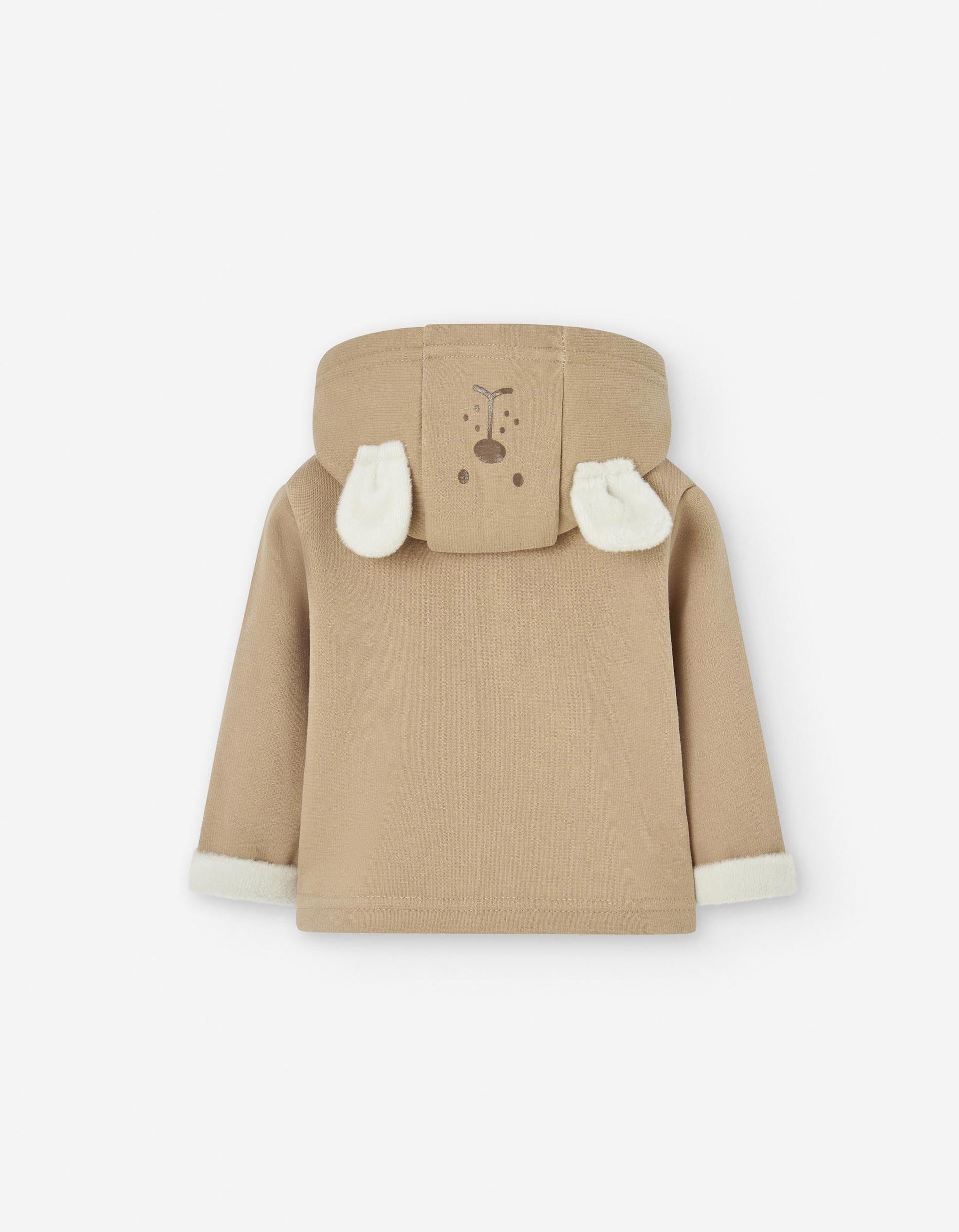 Chaqueta Perchada con Capucha para Recién Nacido, Beige