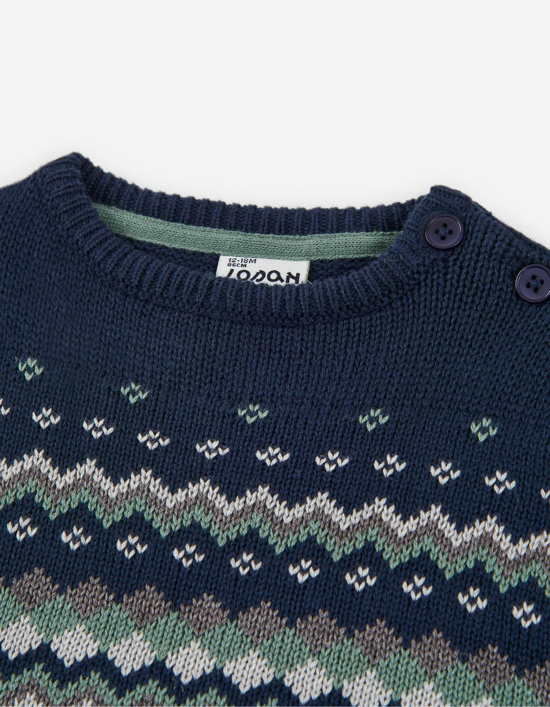 Pull en Maille avec Jacquard pour Bébé Garçon, Bleu Foncé