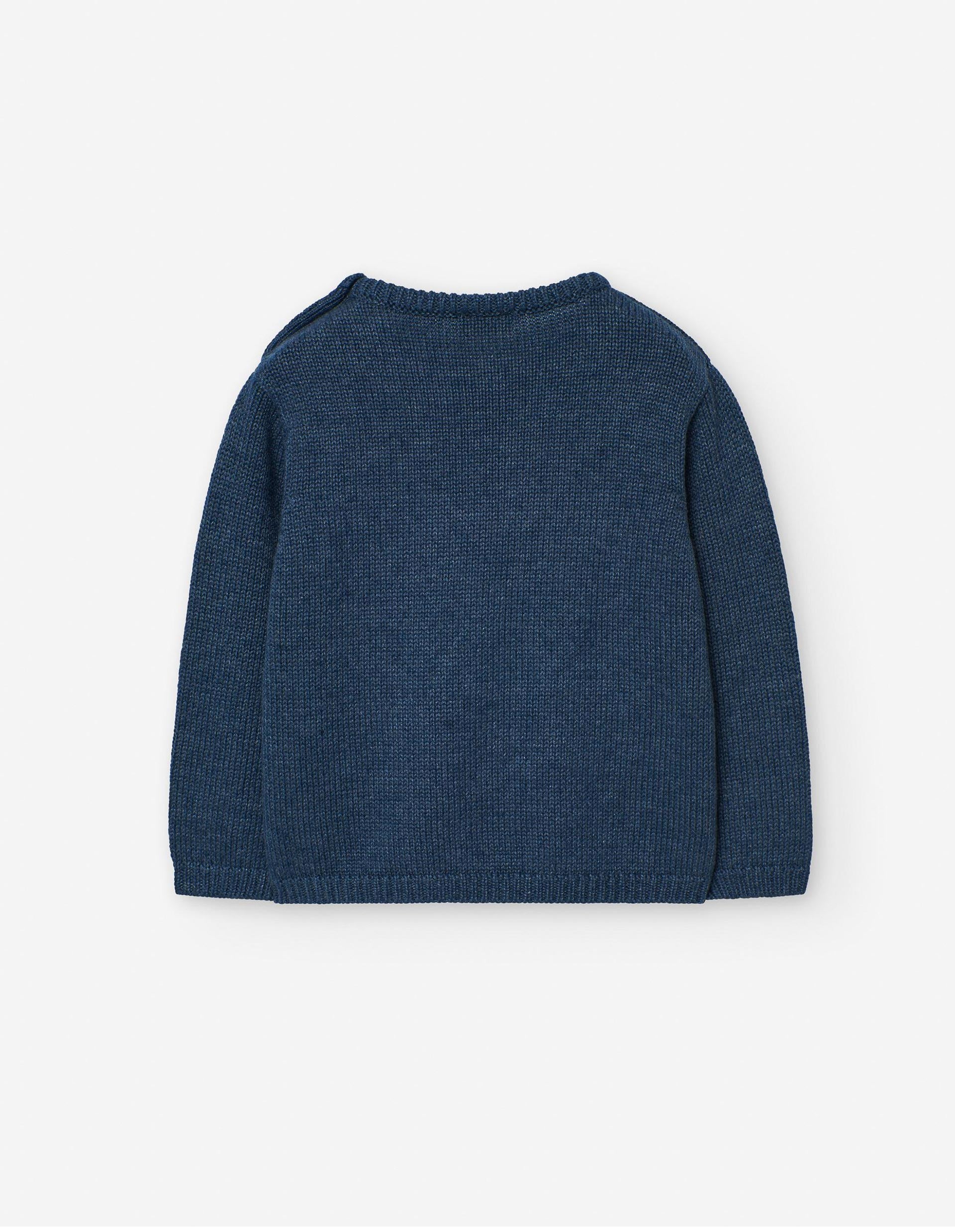 Pull en Maille avec Dinosaure pour Bébé Garçon, Bleu