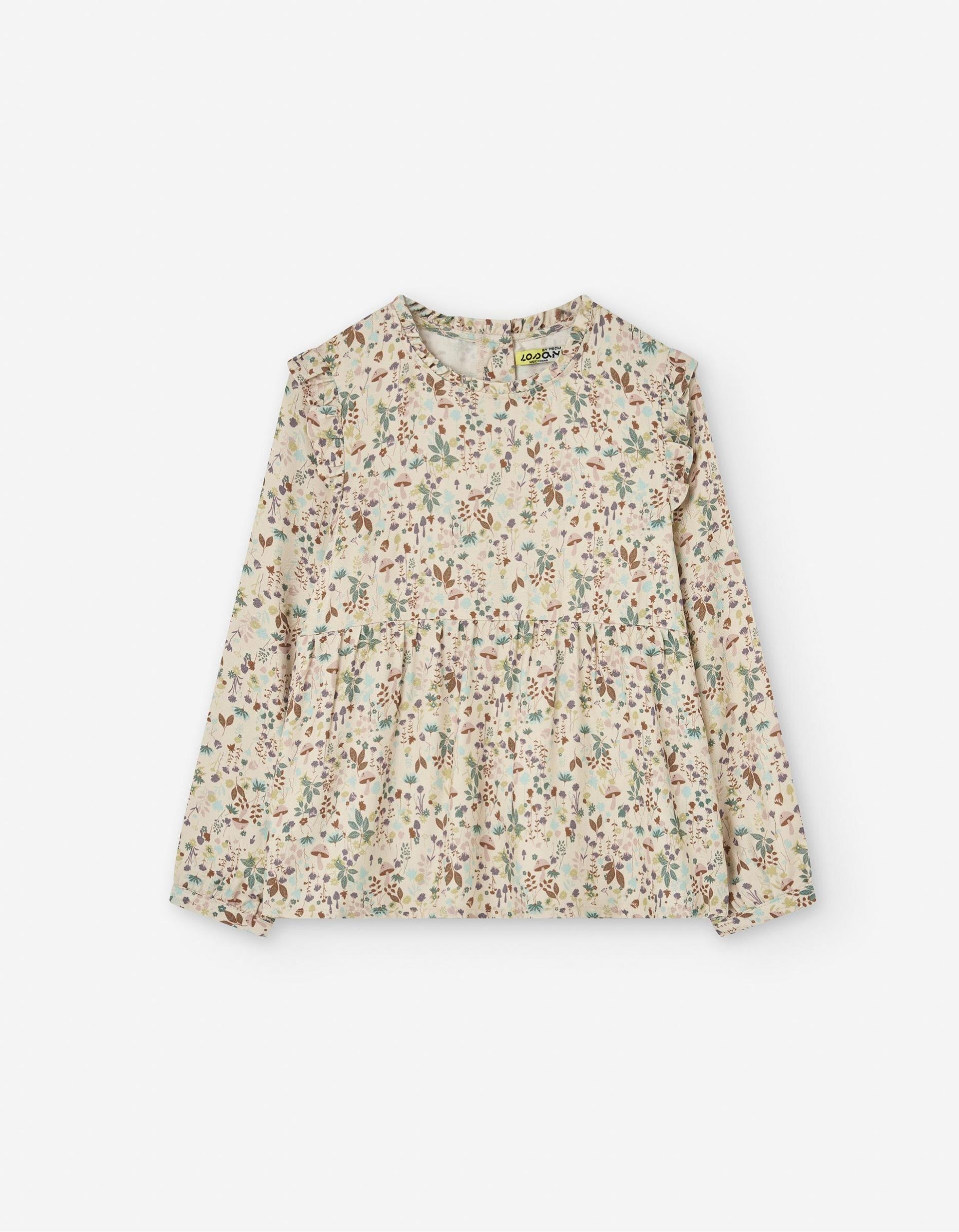 Blusa de Algodón Floral para Niña, Multicolor