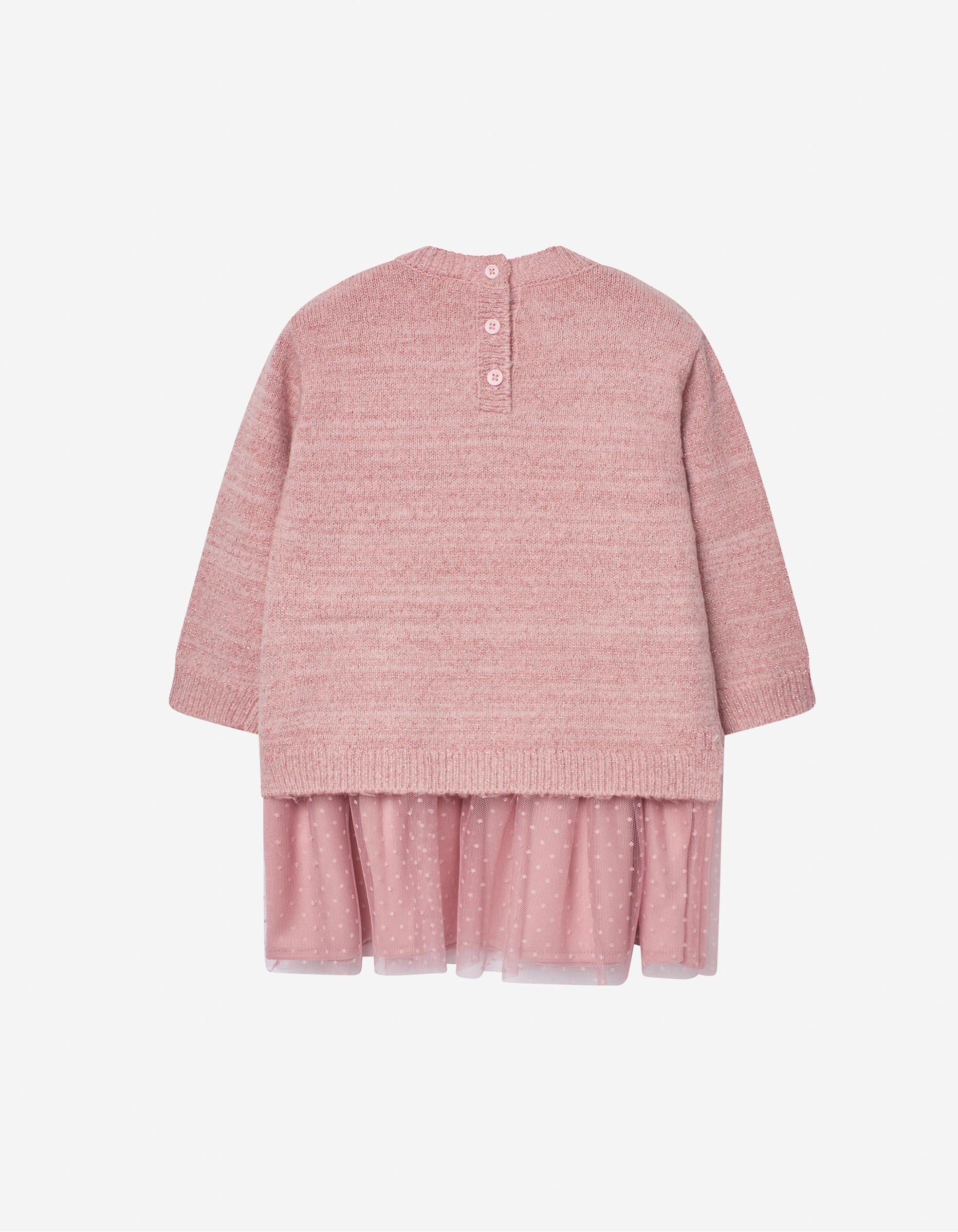 Robe Bimatière avec Noeuds Et Tulle pour Bébé Fille, Rose