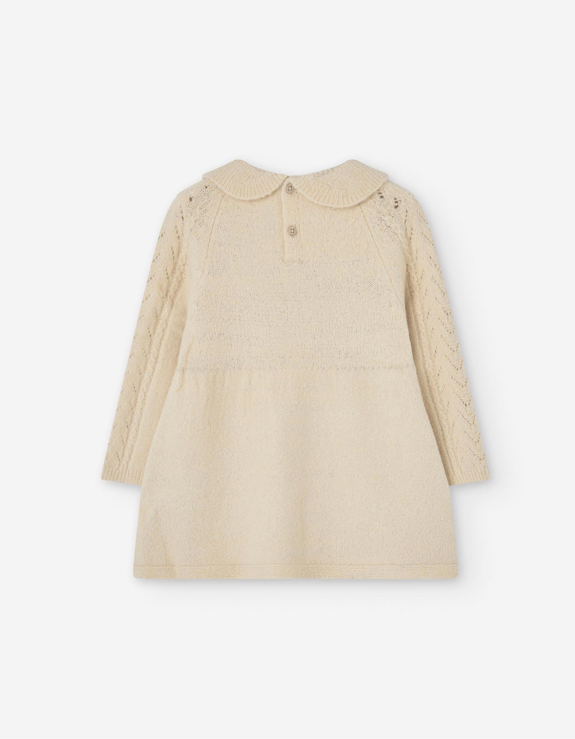 Robe en Maille avec Détails Tressés pour Bébé Fille, Beige