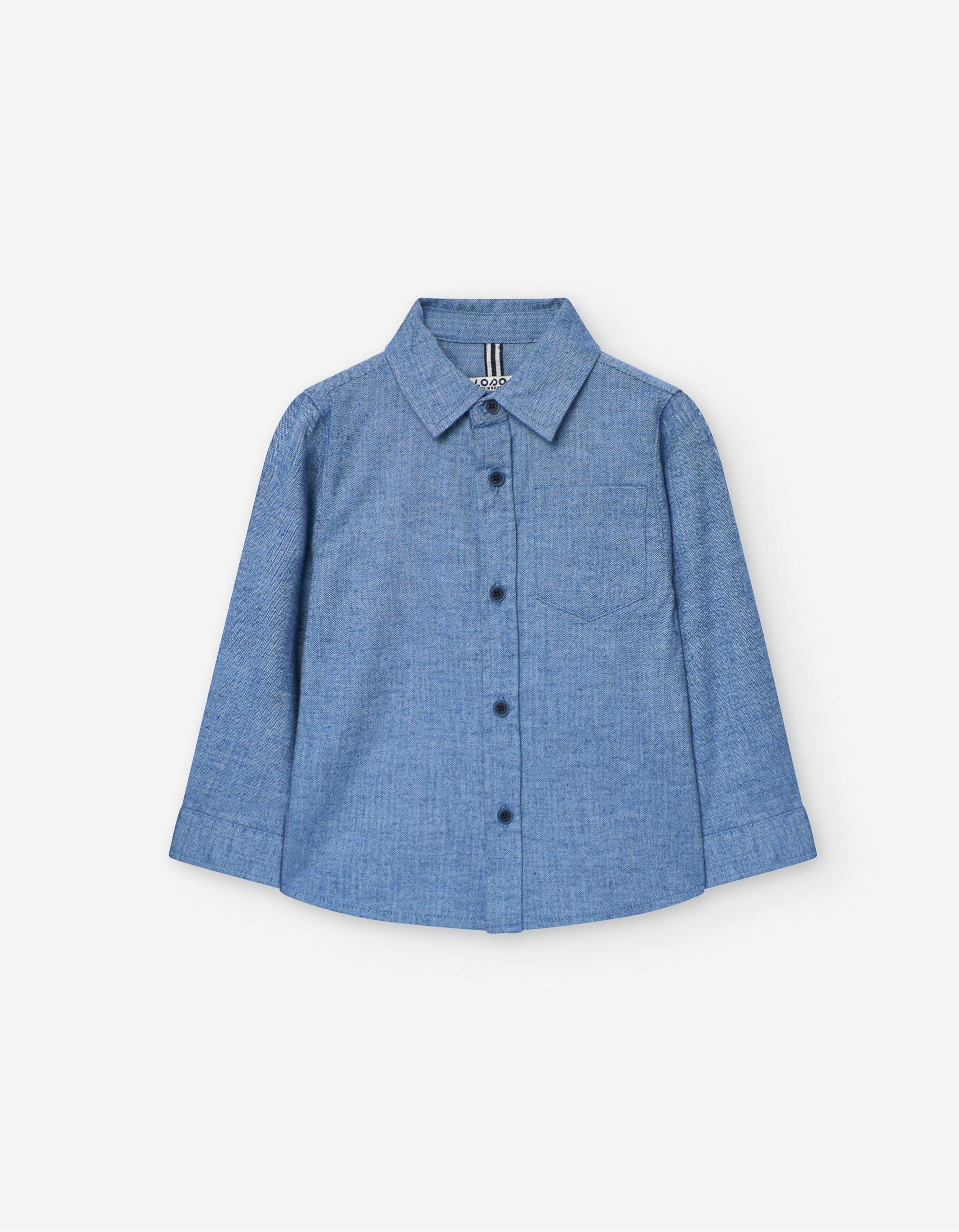 Camisa de Algodón con Bolsillo para Bebé Niño, Azul