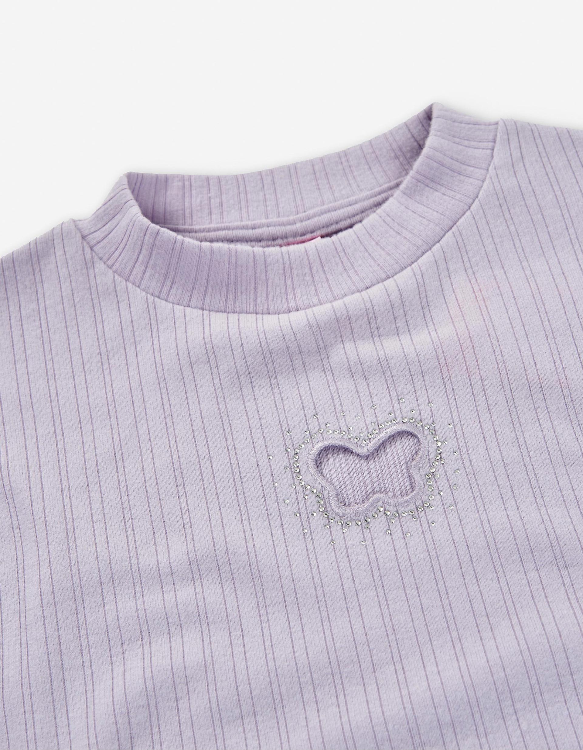 Camiseta Canalé con Detalle de Mariposa para Niña, Lila