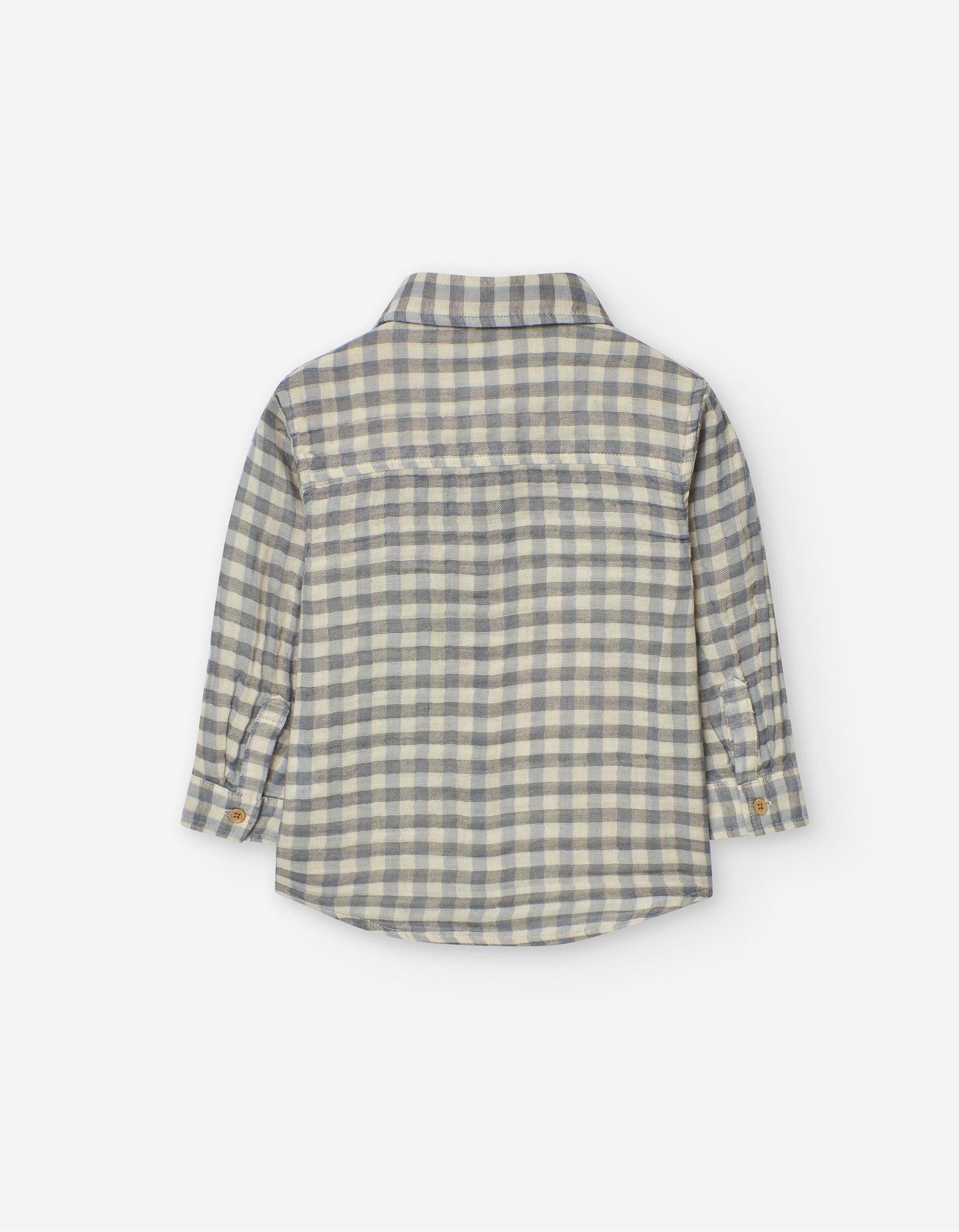 Camisa con Cuadros para Bebé Niño, Blanco/Gris