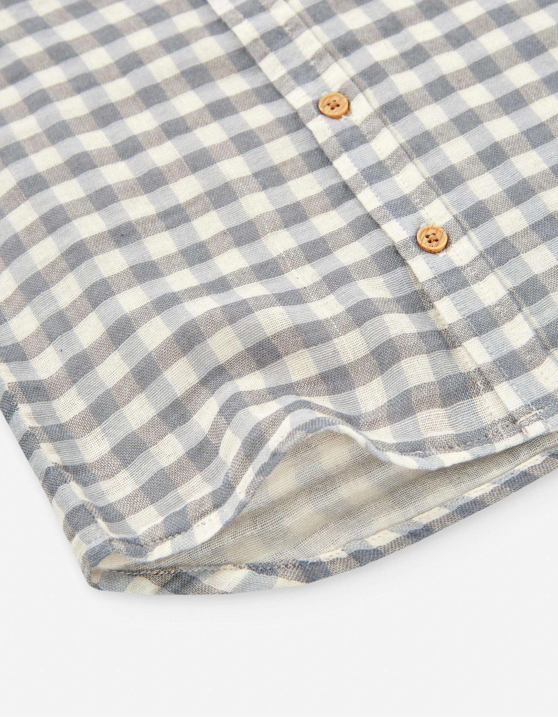 Camisa con Cuadros para Bebé Niño, Blanco/Gris