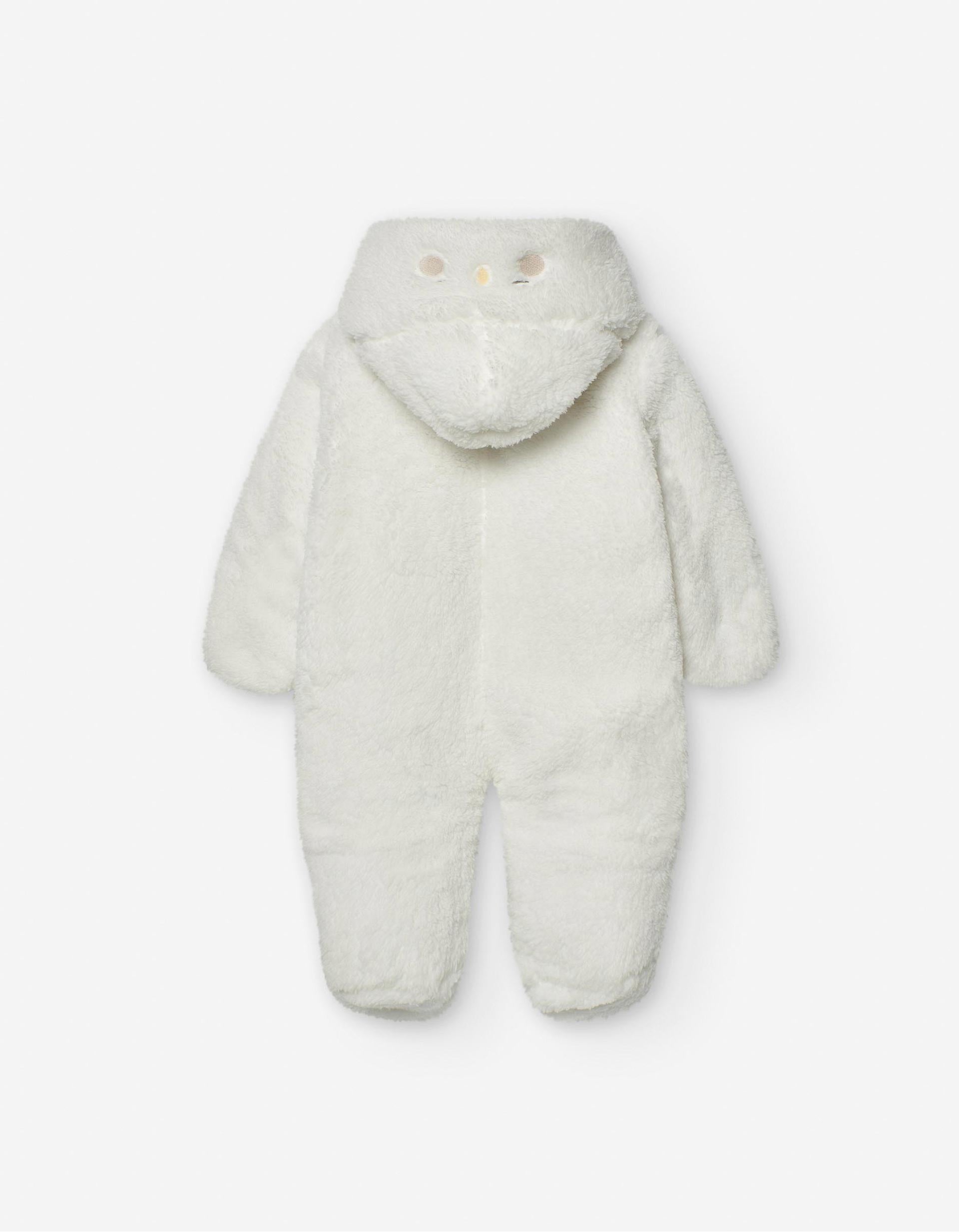 Pelele de Peluche con Capucha para Recién Nacida, Blanco