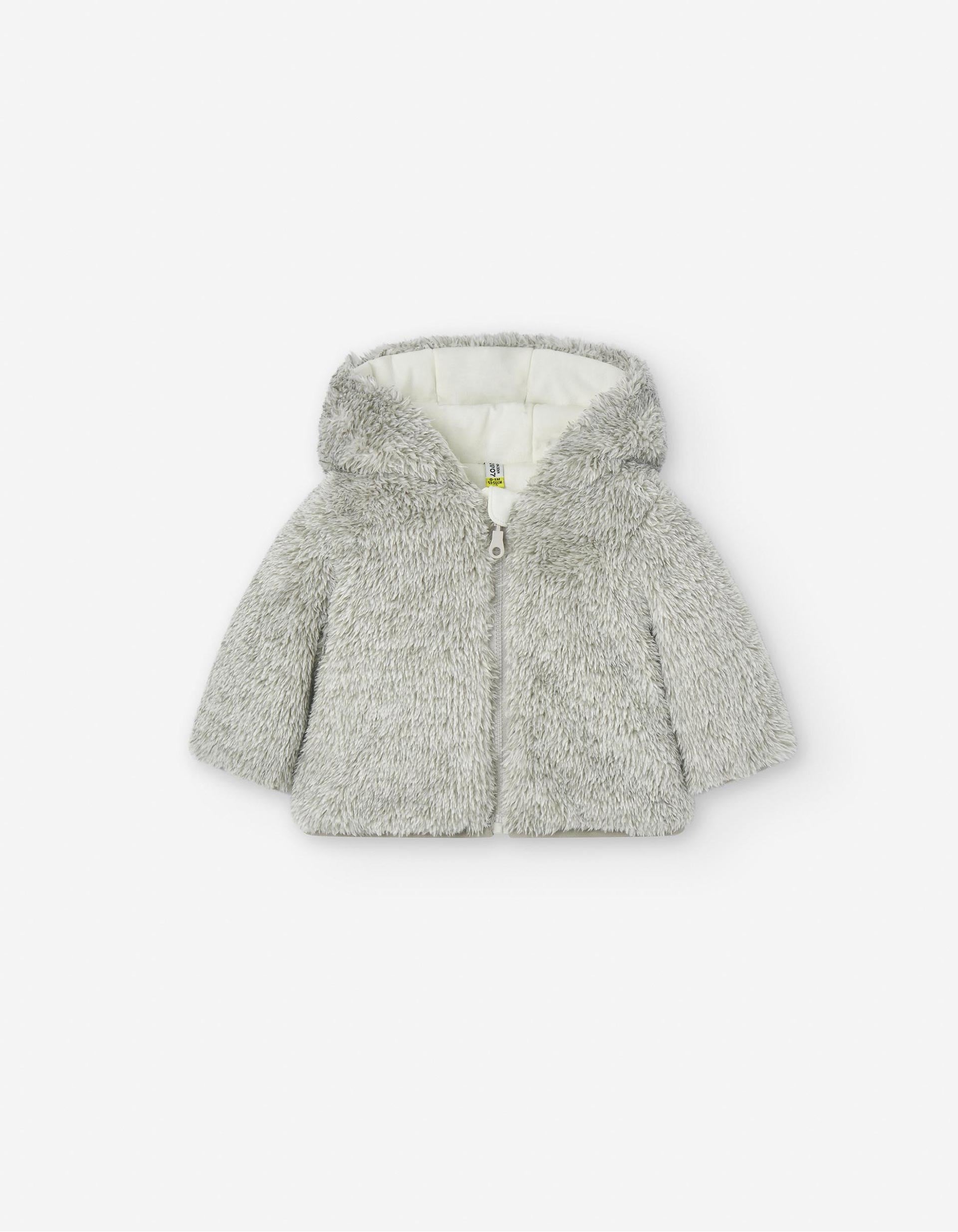 Veste en Peluche avec Capuche pour Nouveau-né, Gris