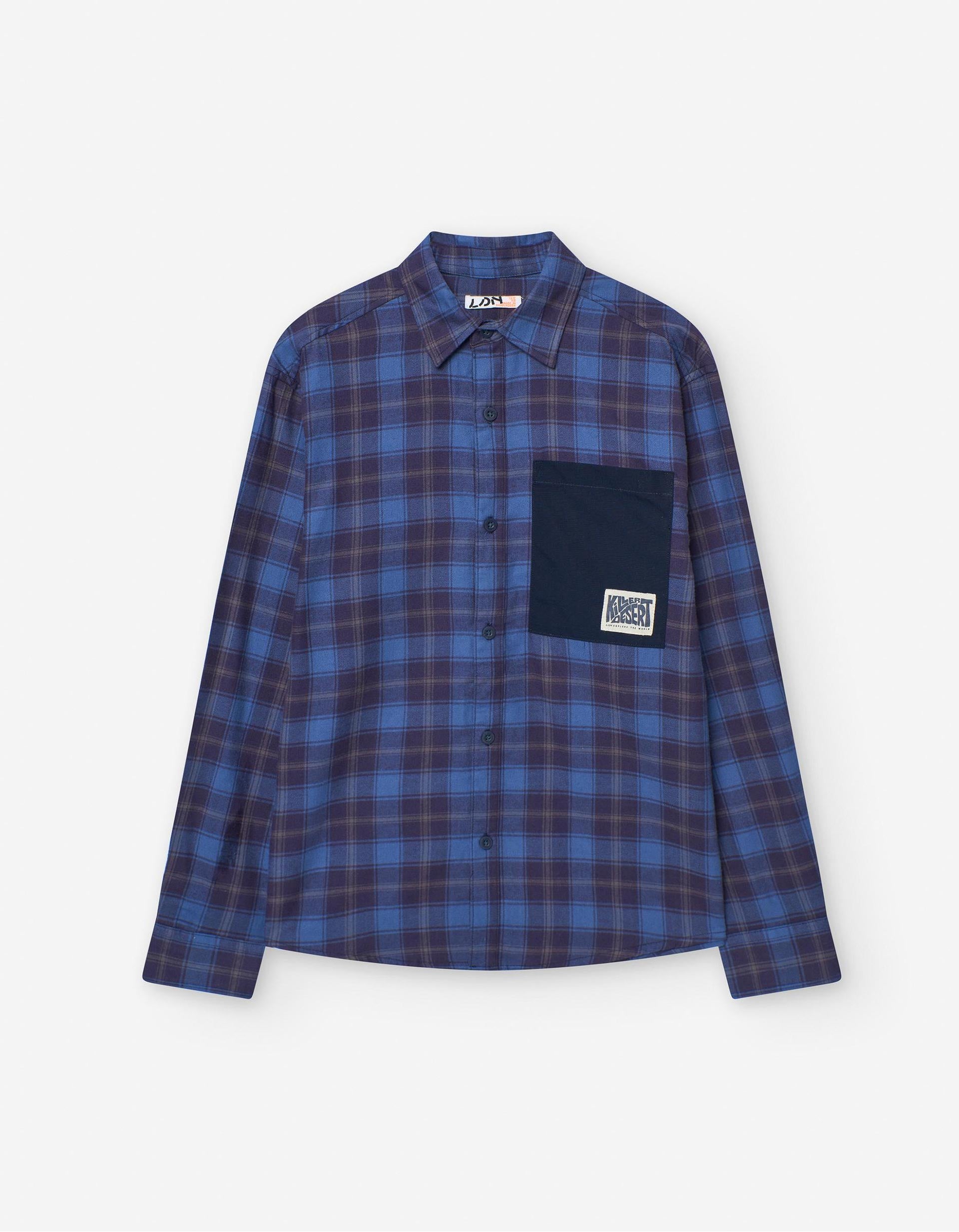 Chemise à Carreaux avec Poche Contrastée pour Garçon, Bleu