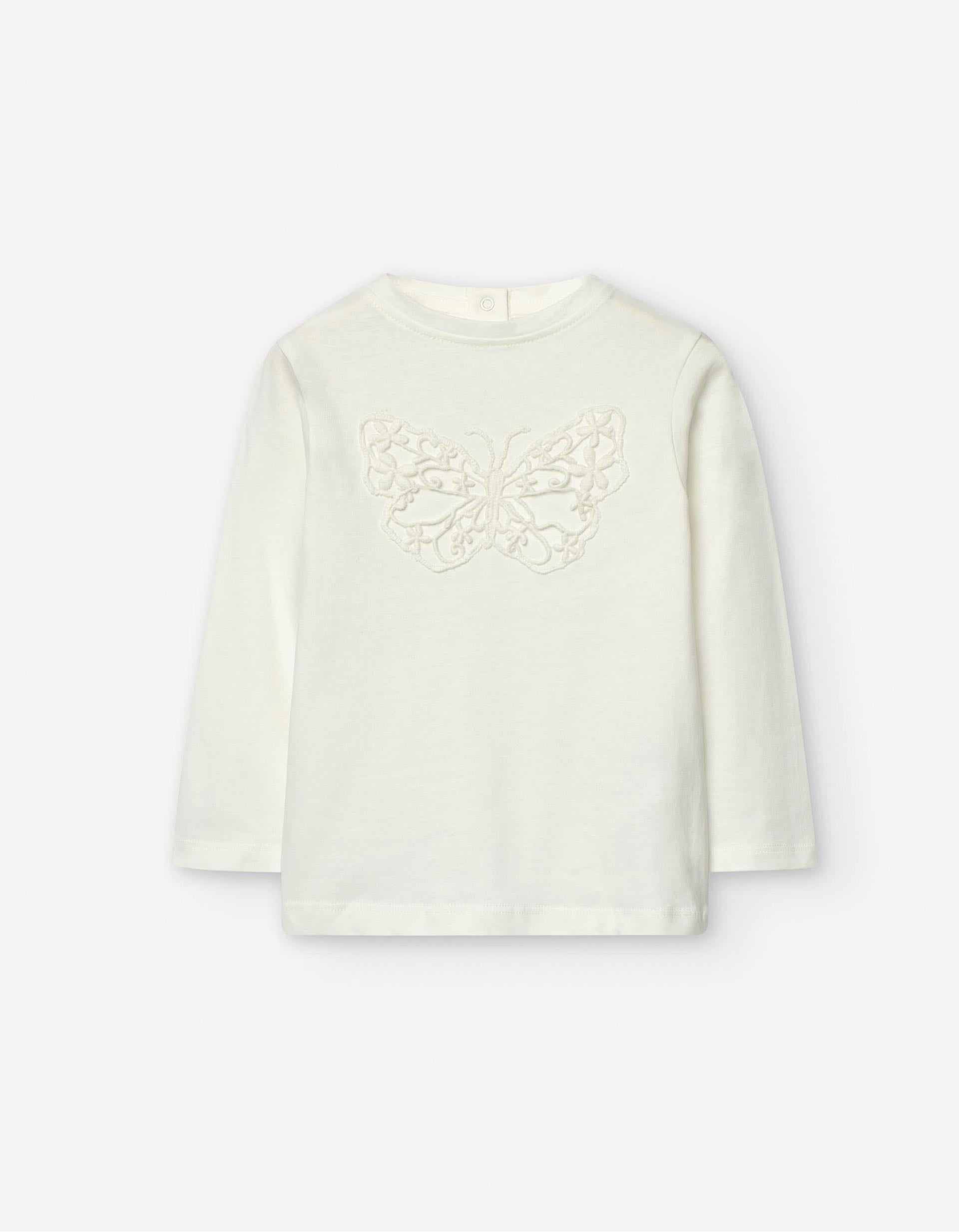 T-Shirt à Manches Longues pour Bébé Fille 'Papillon', Blanc