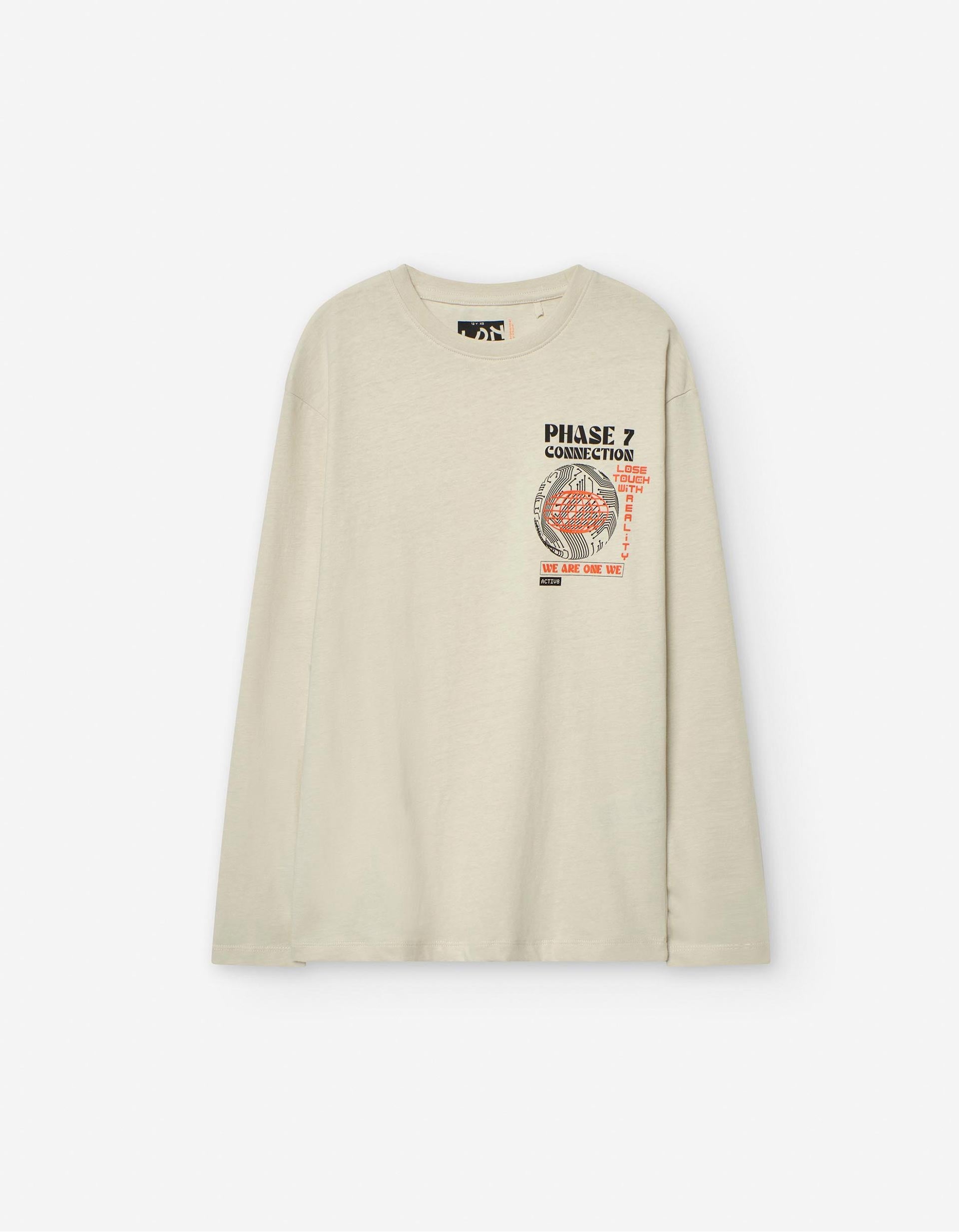 Camiseta de Manga Larga para Niño 'Phase 7', Beige