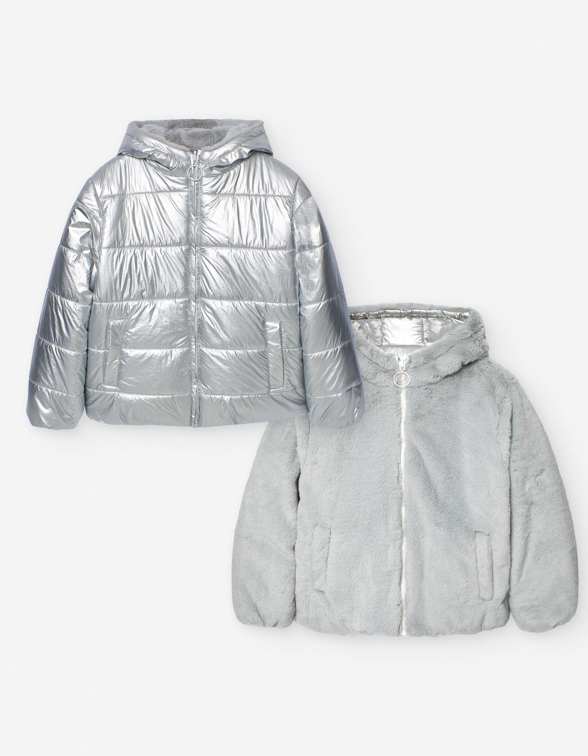 Chaqueta Reversible para Niña, Gris/Plateado