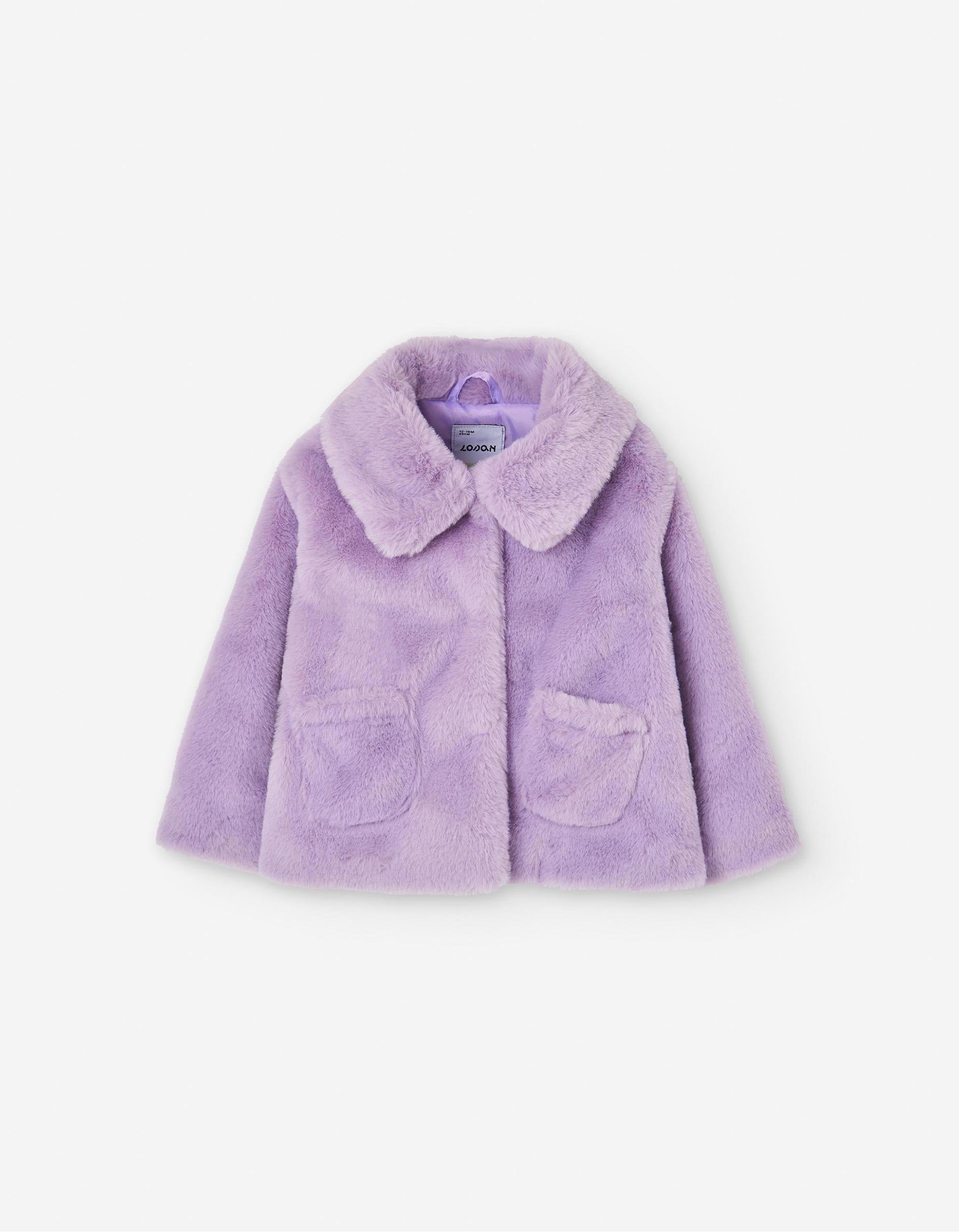 Faux Fur Coat for Baby Girls, Lilac