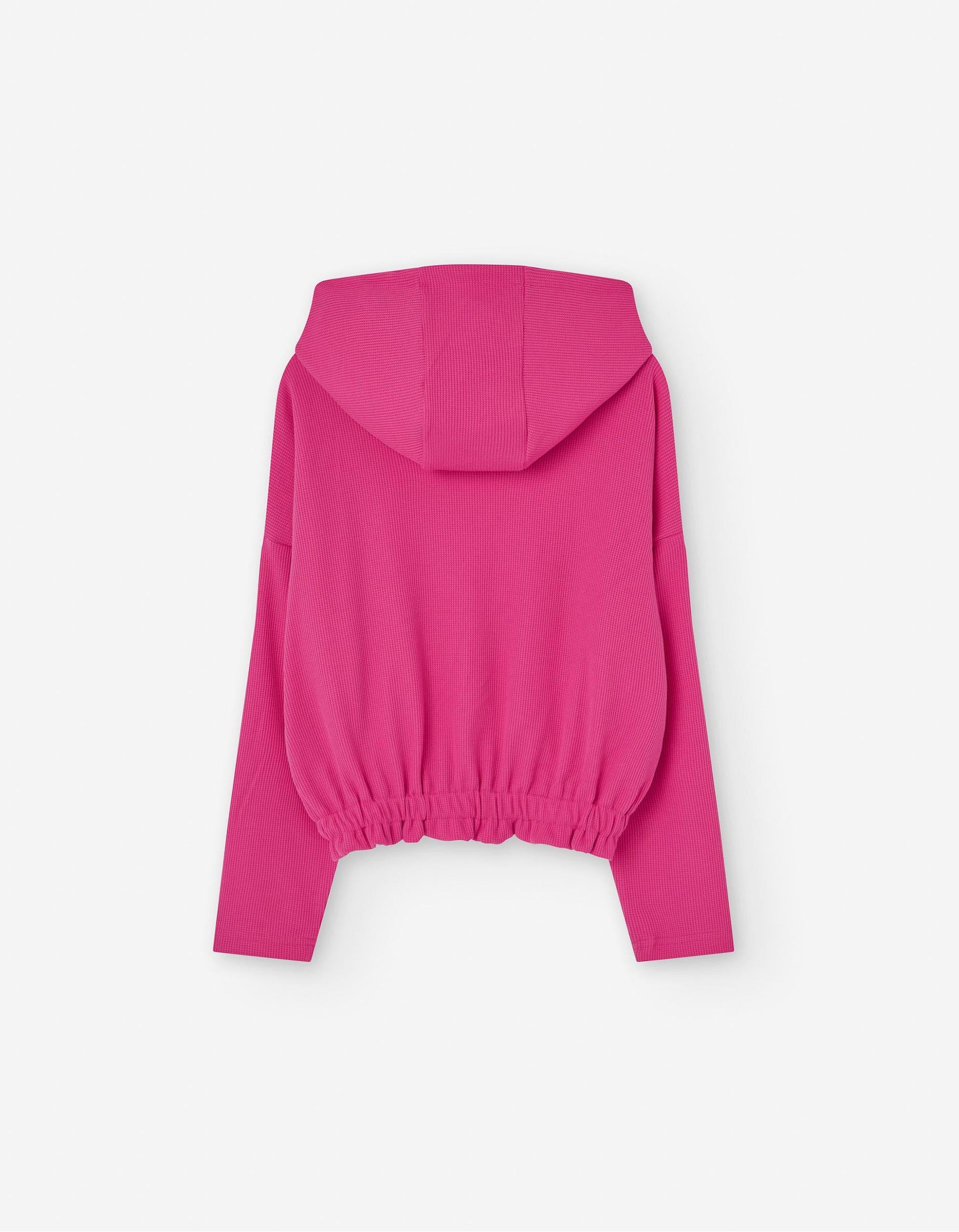 Sudadera con Textura y Capucha para Niña, Rosa