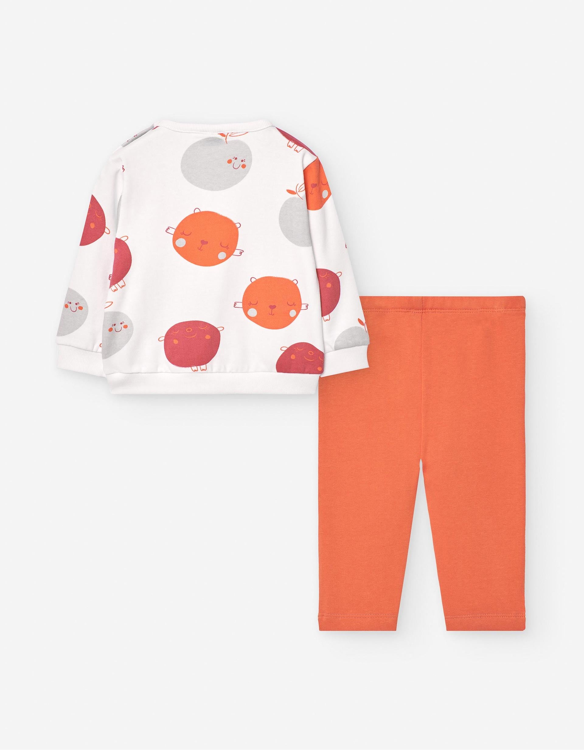 Conjunto para Bebé Menina 'Frutas', Branco/Laranja