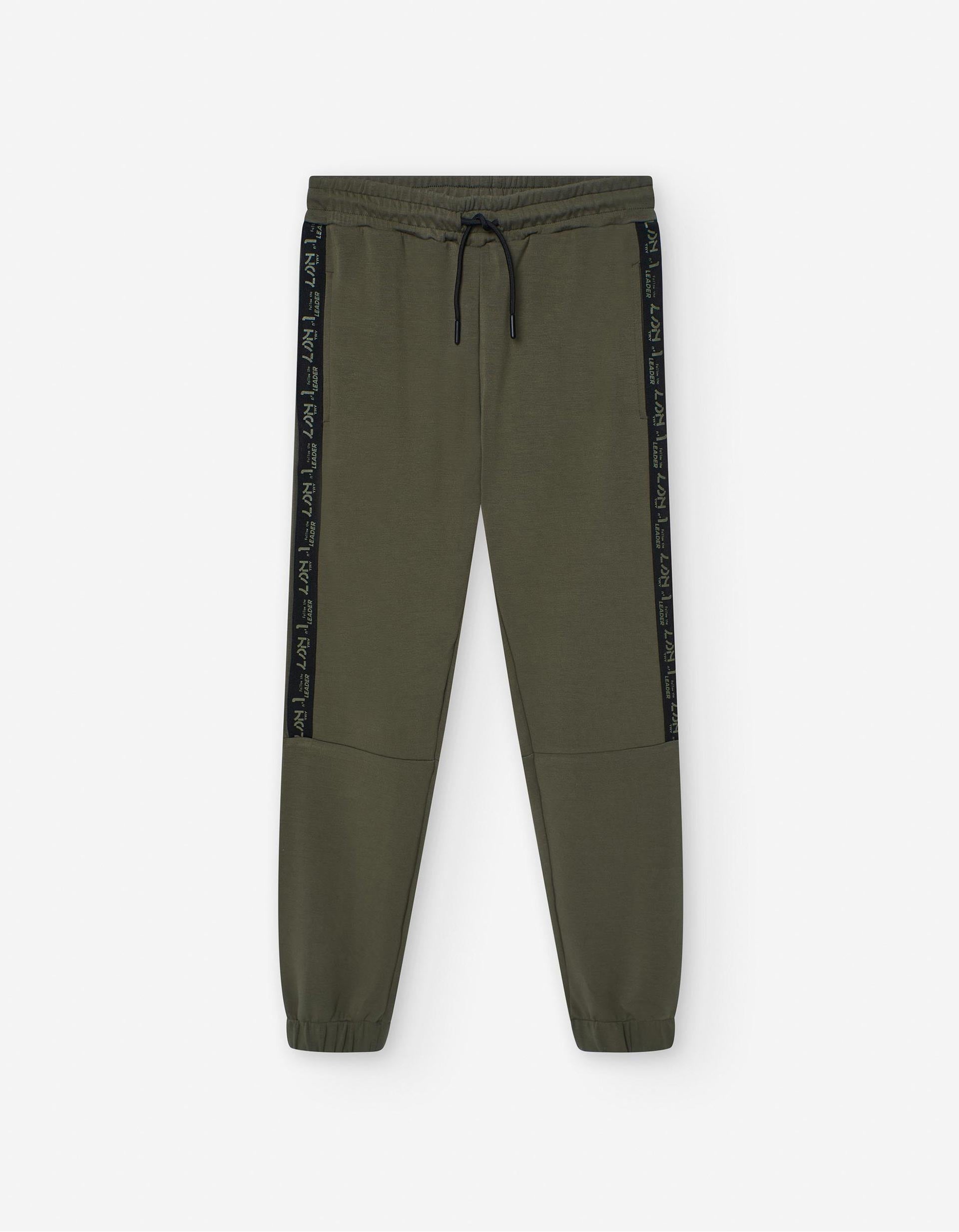 Calças Joggers com Faixas Lateais para Menino, Verde