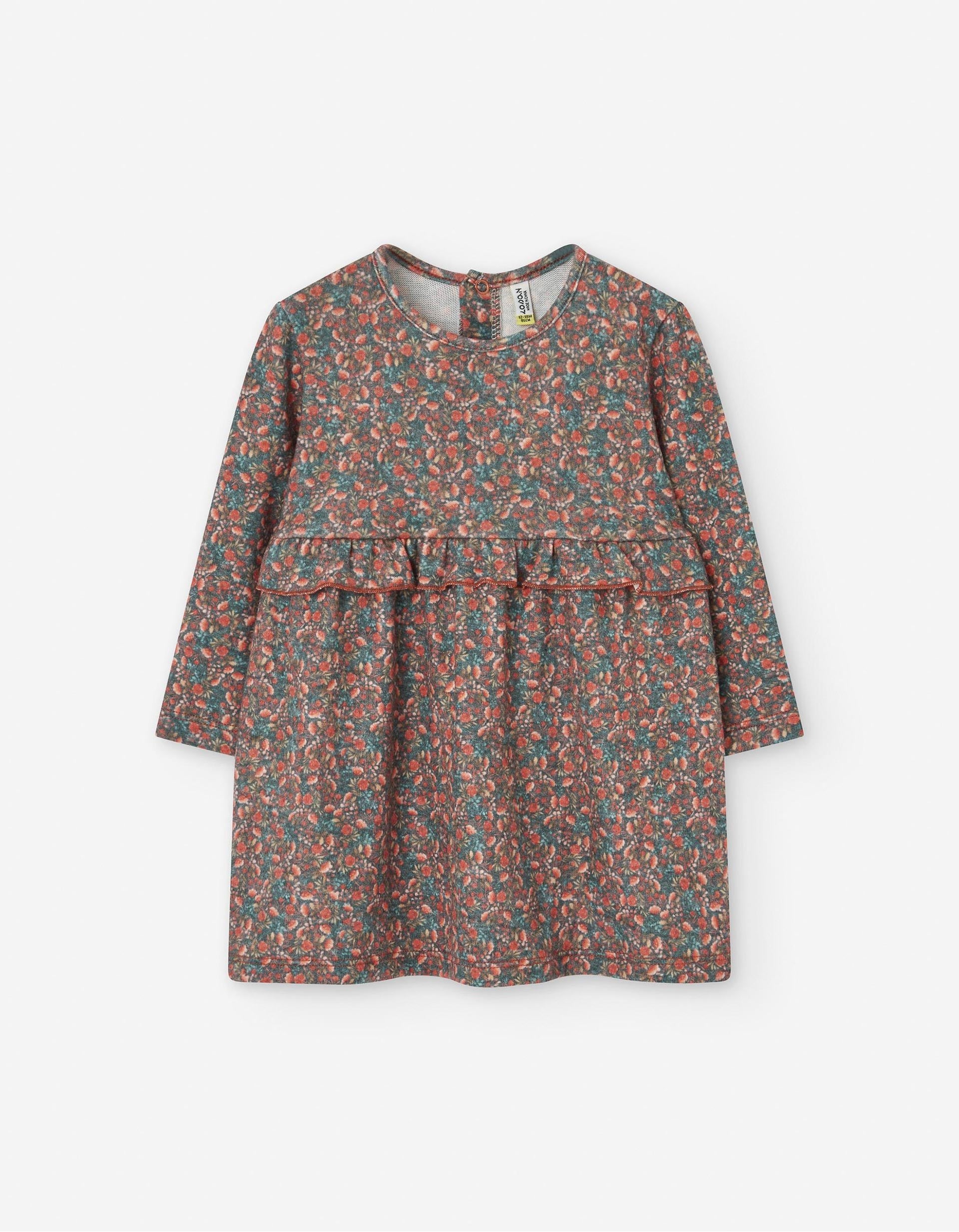 Robe Florale Vintage pour Bébé Fille, Rouge/Bleu