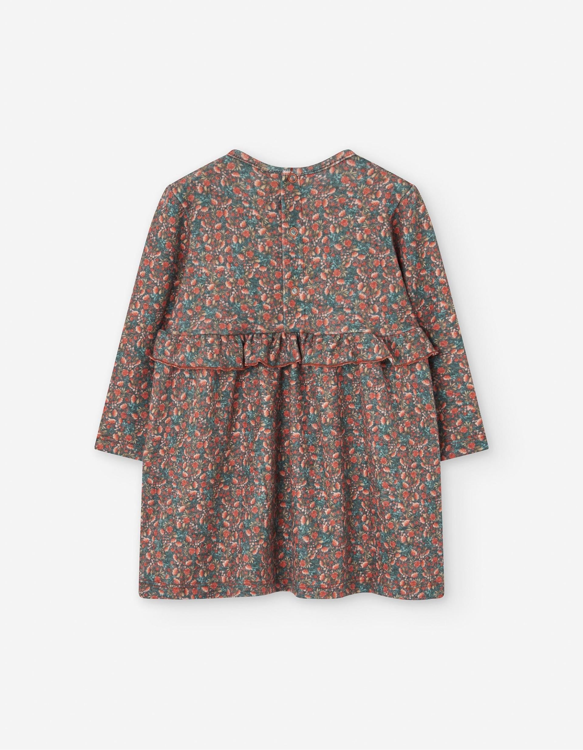 Robe Florale Vintage pour Bébé Fille, Rouge/Bleu