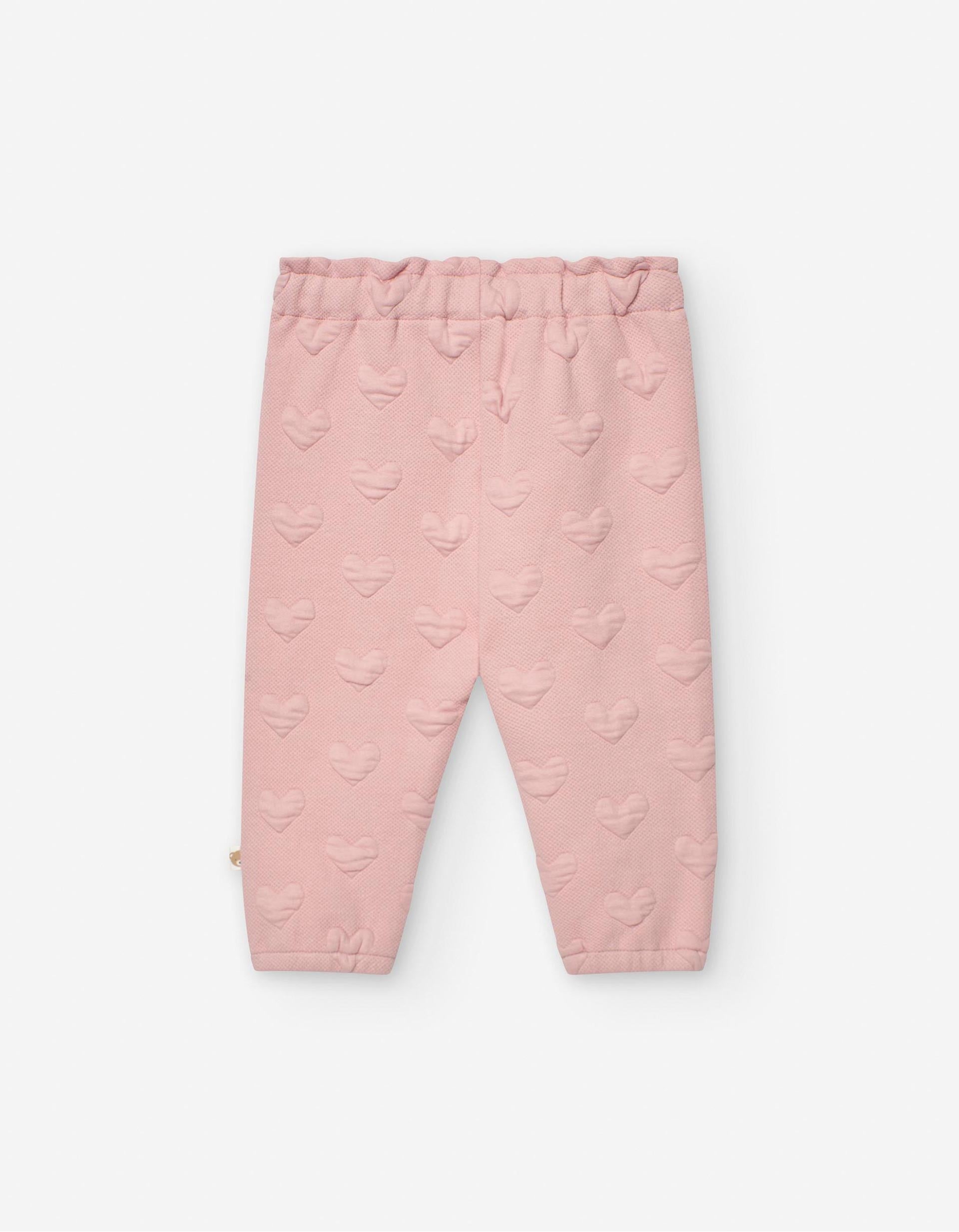 Calças Joggers com Motivo Corações para Bebé Menina, Rosa