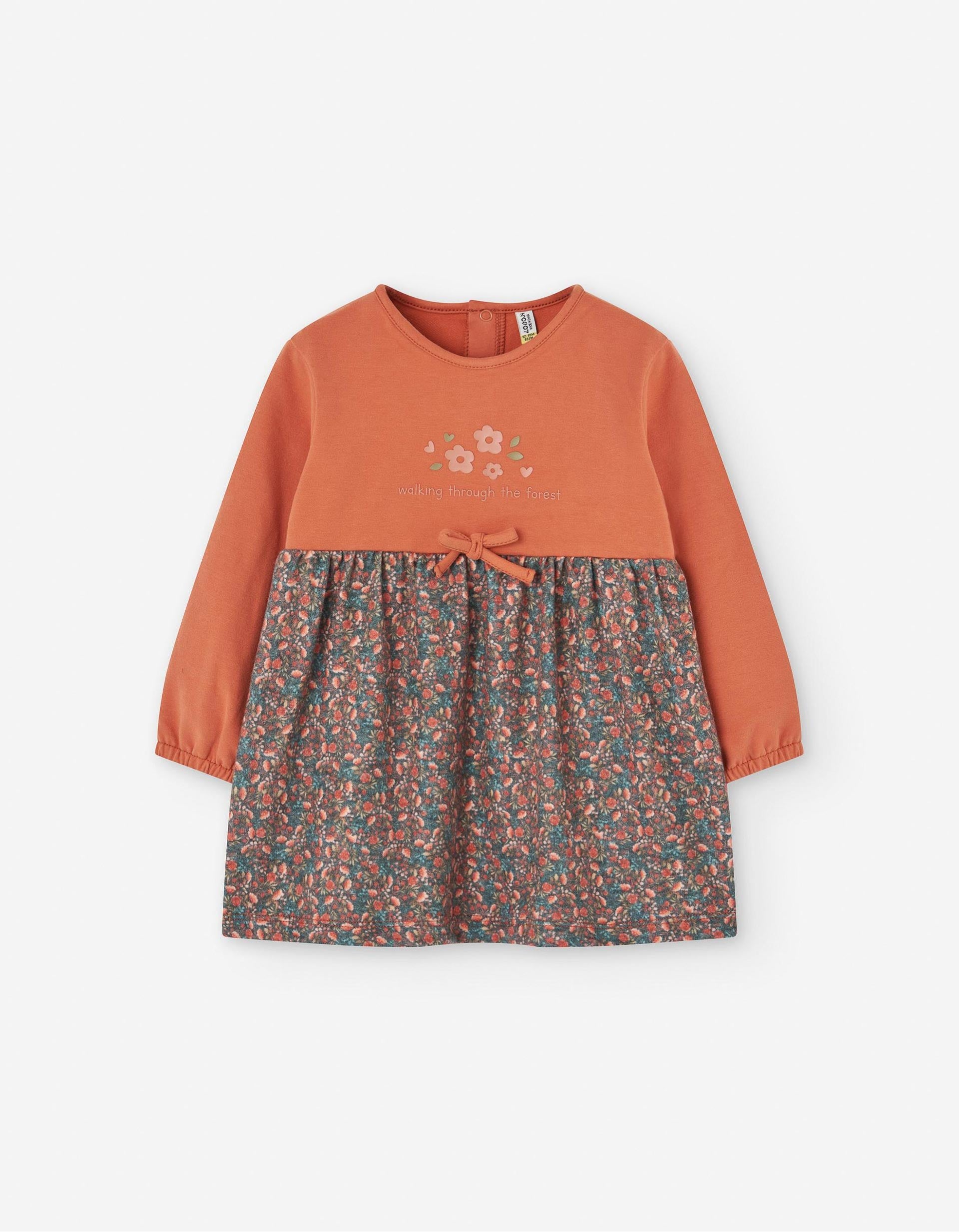 Robe Bimatière Florale pour Bébé Fille, Orange