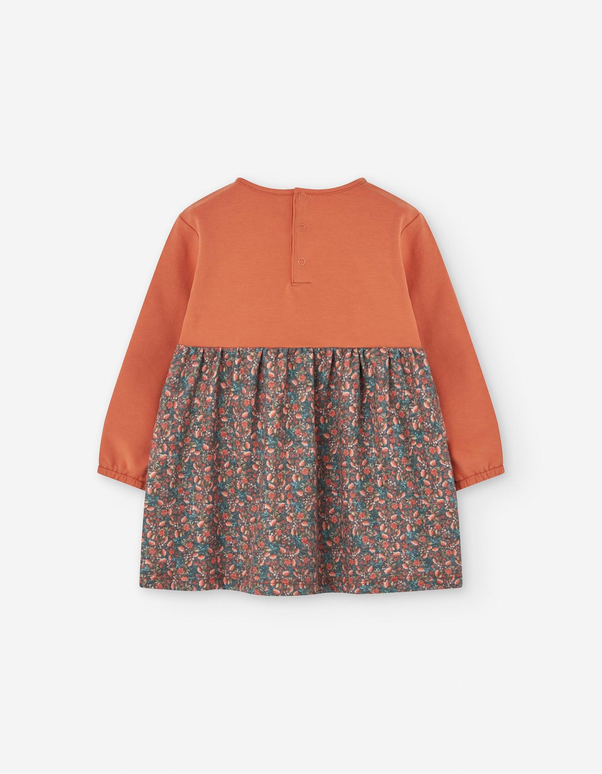 Robe Bimatière Florale pour Bébé Fille, Orange