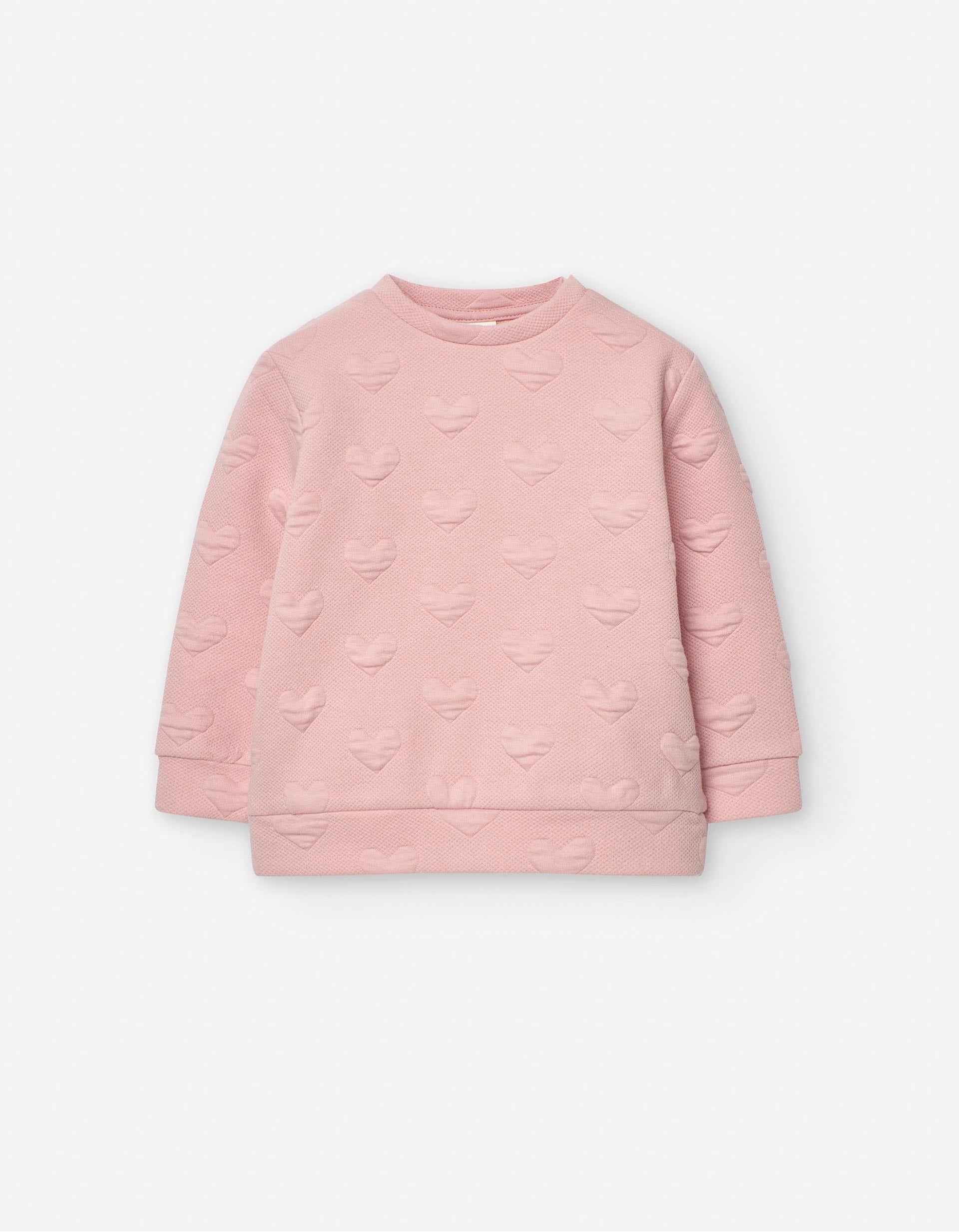 Heart Textured Sweatshirt for Baby Girls, Pink