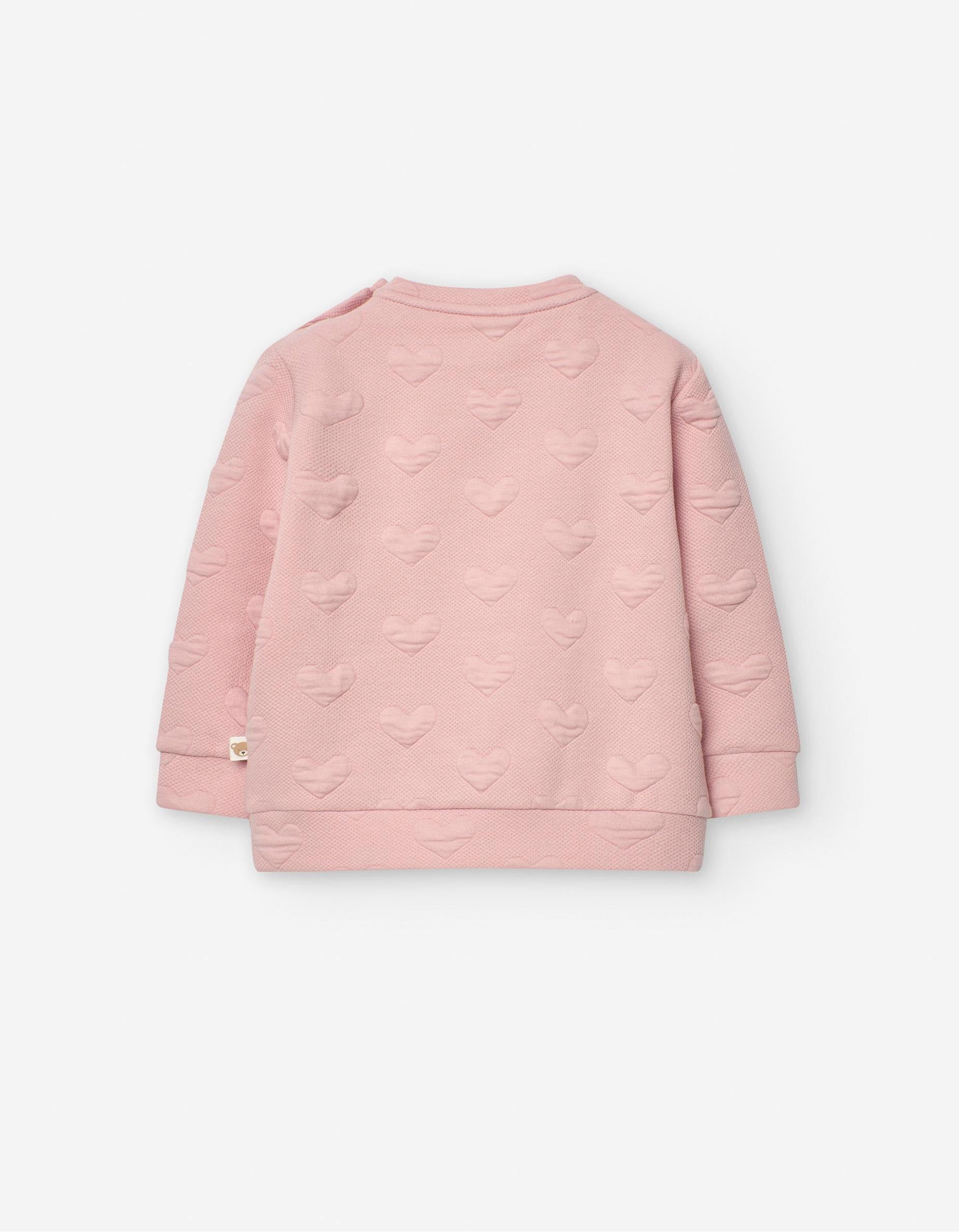 Heart Textured Sweatshirt for Baby Girls, Pink