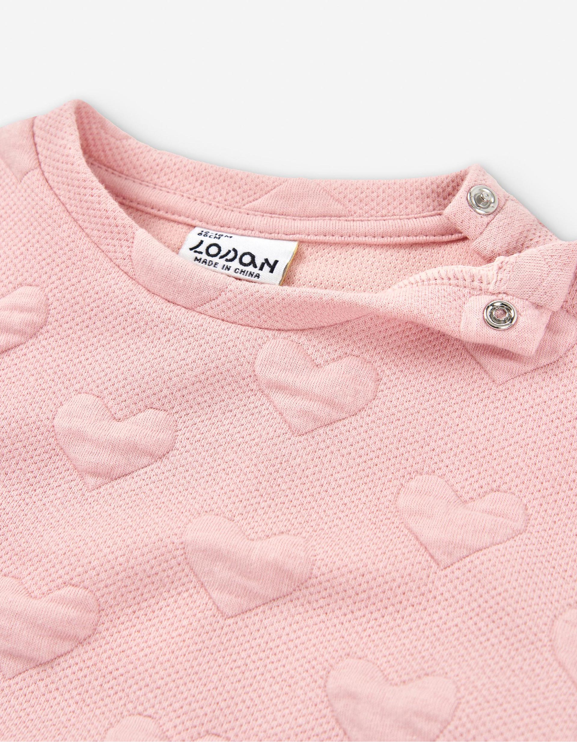 Heart Textured Sweatshirt for Baby Girls, Pink