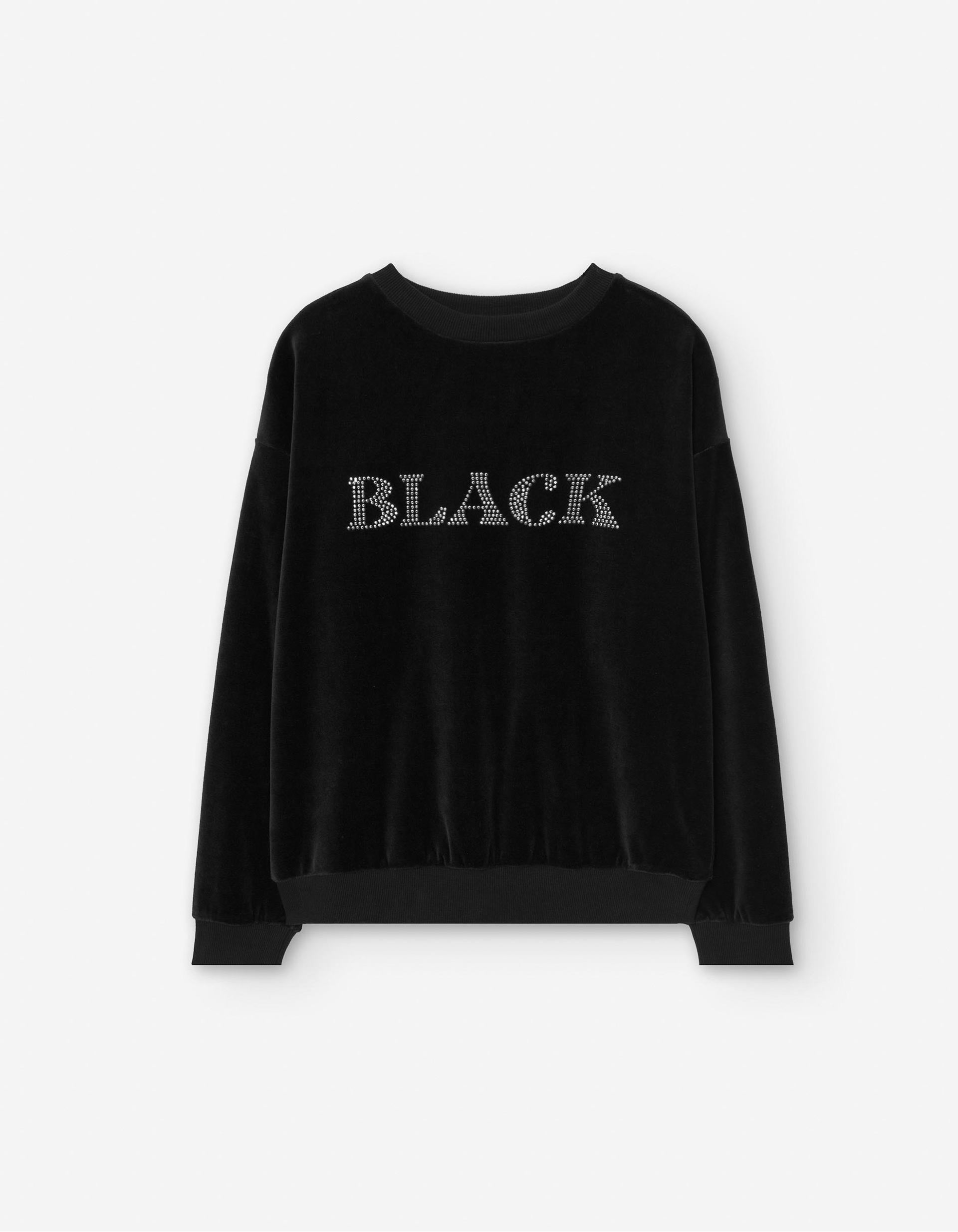 Sweat en Velours avec Strass pour Fille, Noir