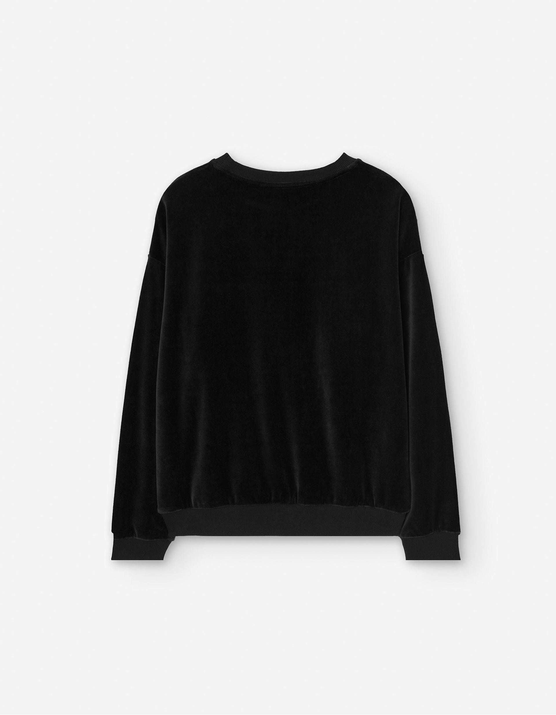 Sweat en Velours avec Strass pour Fille, Noir