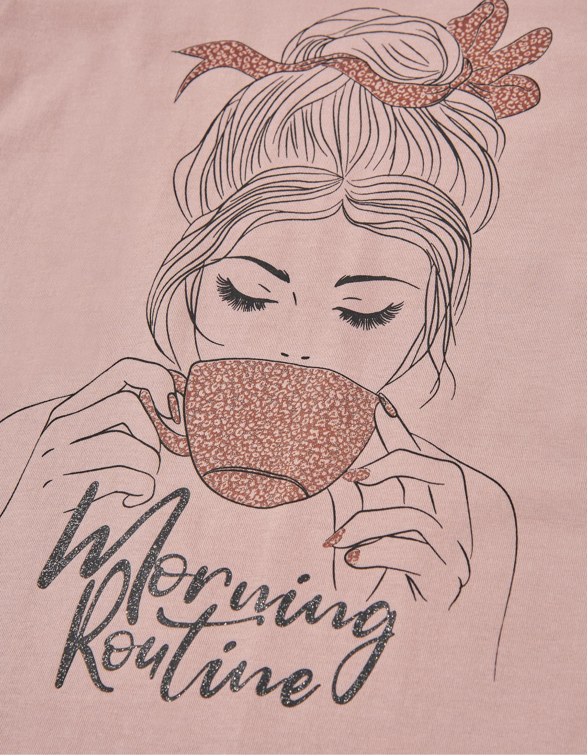 Camiseta de Manga Larga Estampada para Niña 'Morning', Rosa