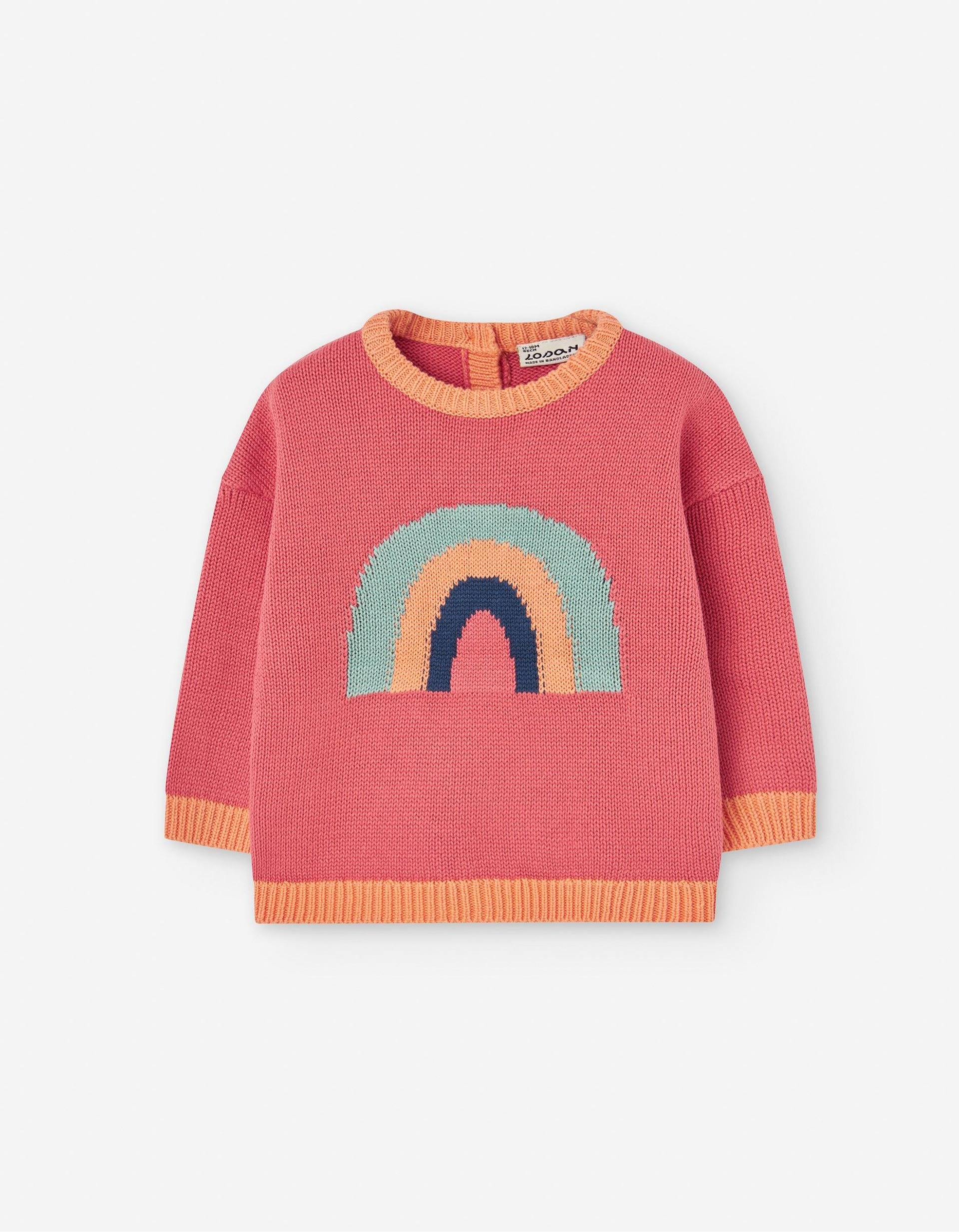 Pull en Maille pour Bébé Fille 'Arc-en-Ciel', Multicolore