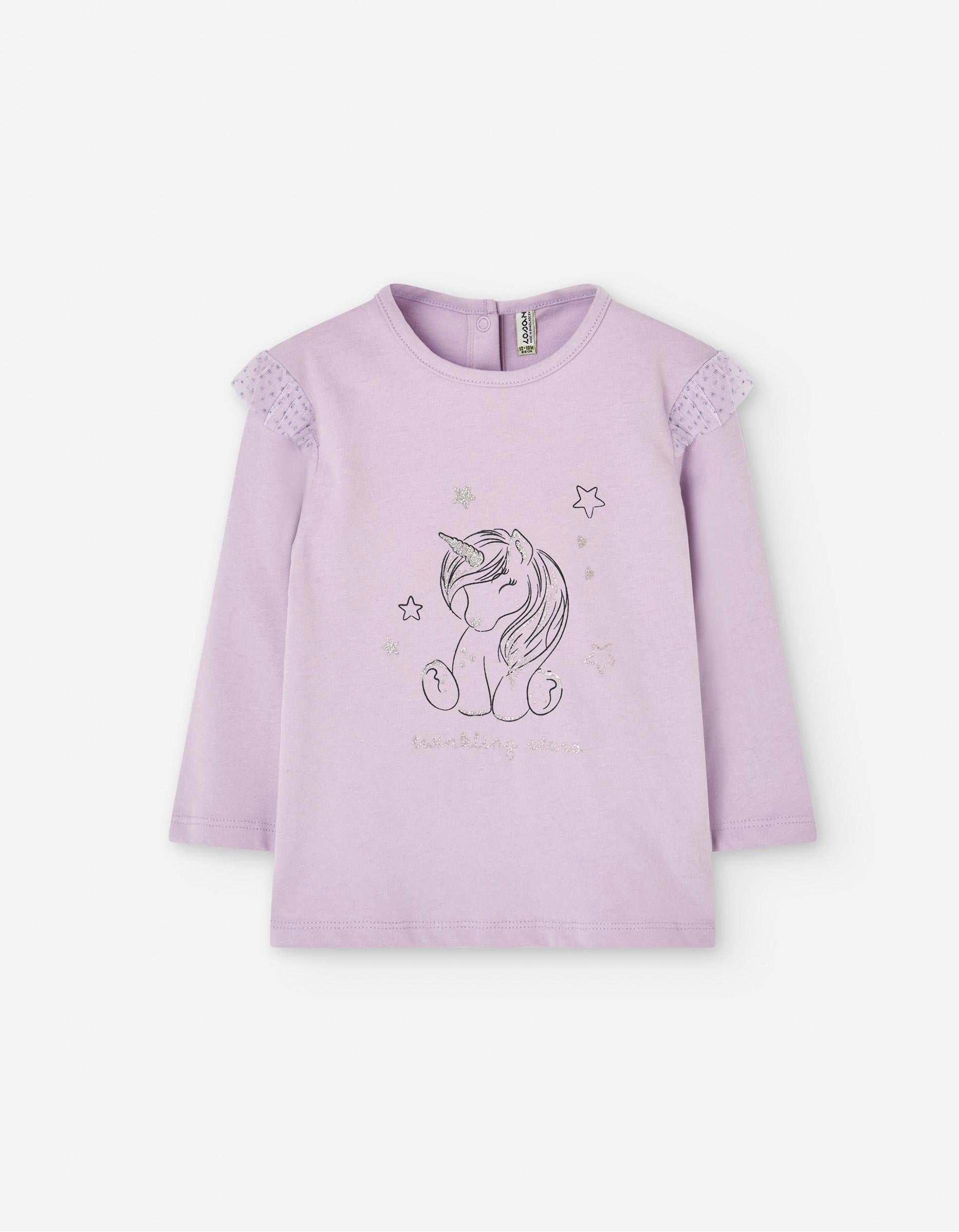 T-Shirt à Manches Longues pour Bébé Fille 'Licorne', Lilas