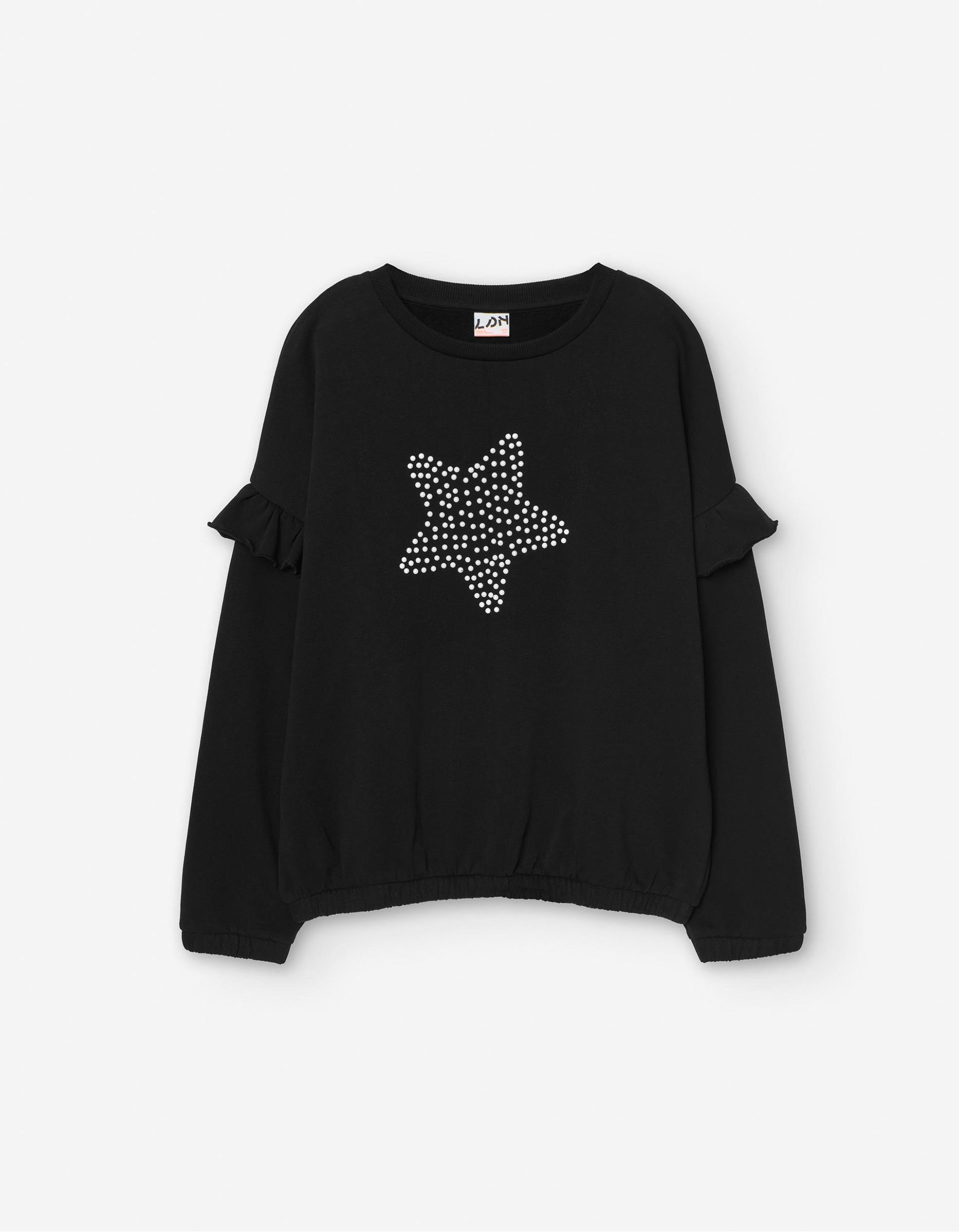 Sweat avec Volants pour Fille 'Étoile', Noir