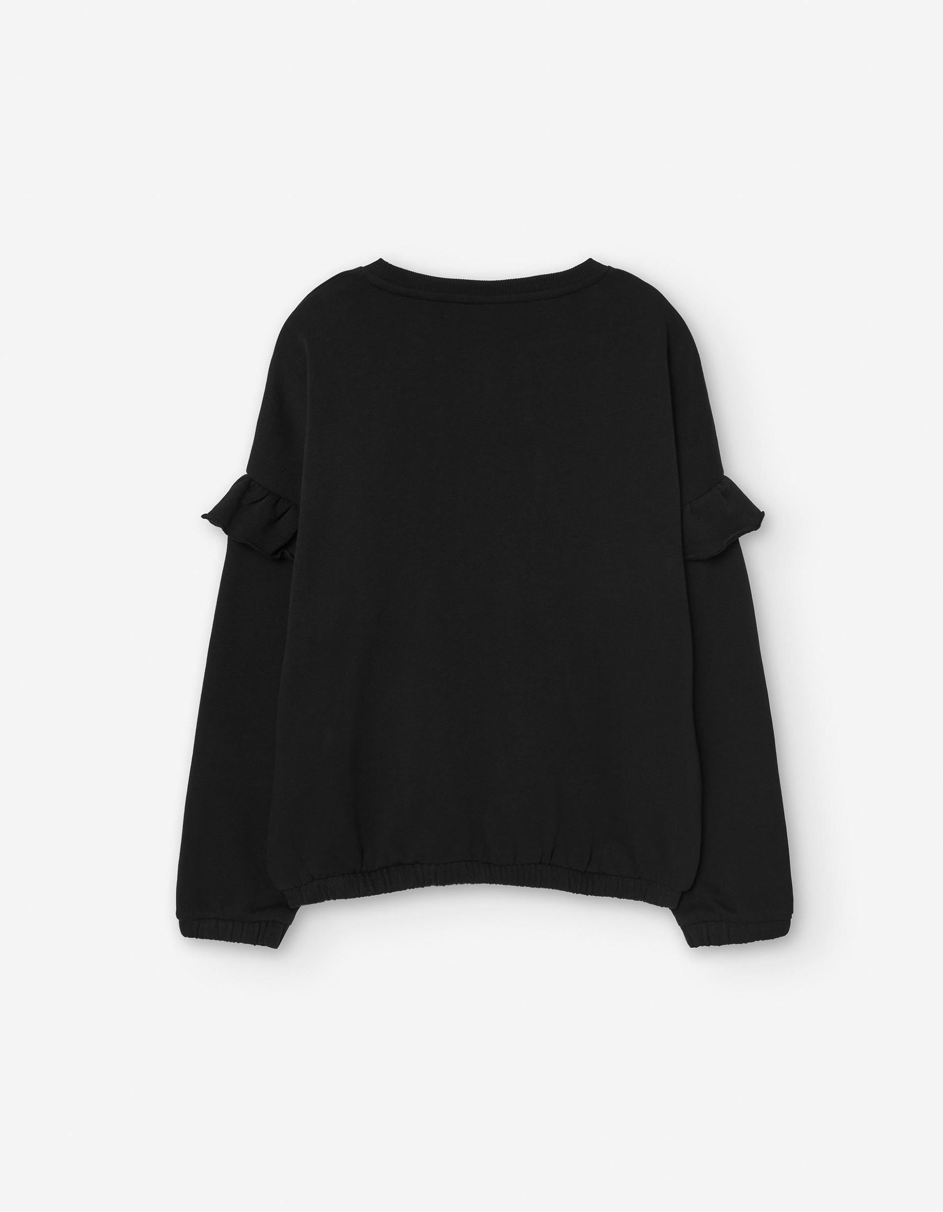 Sweat avec Volants pour Fille 'Étoile', Noir