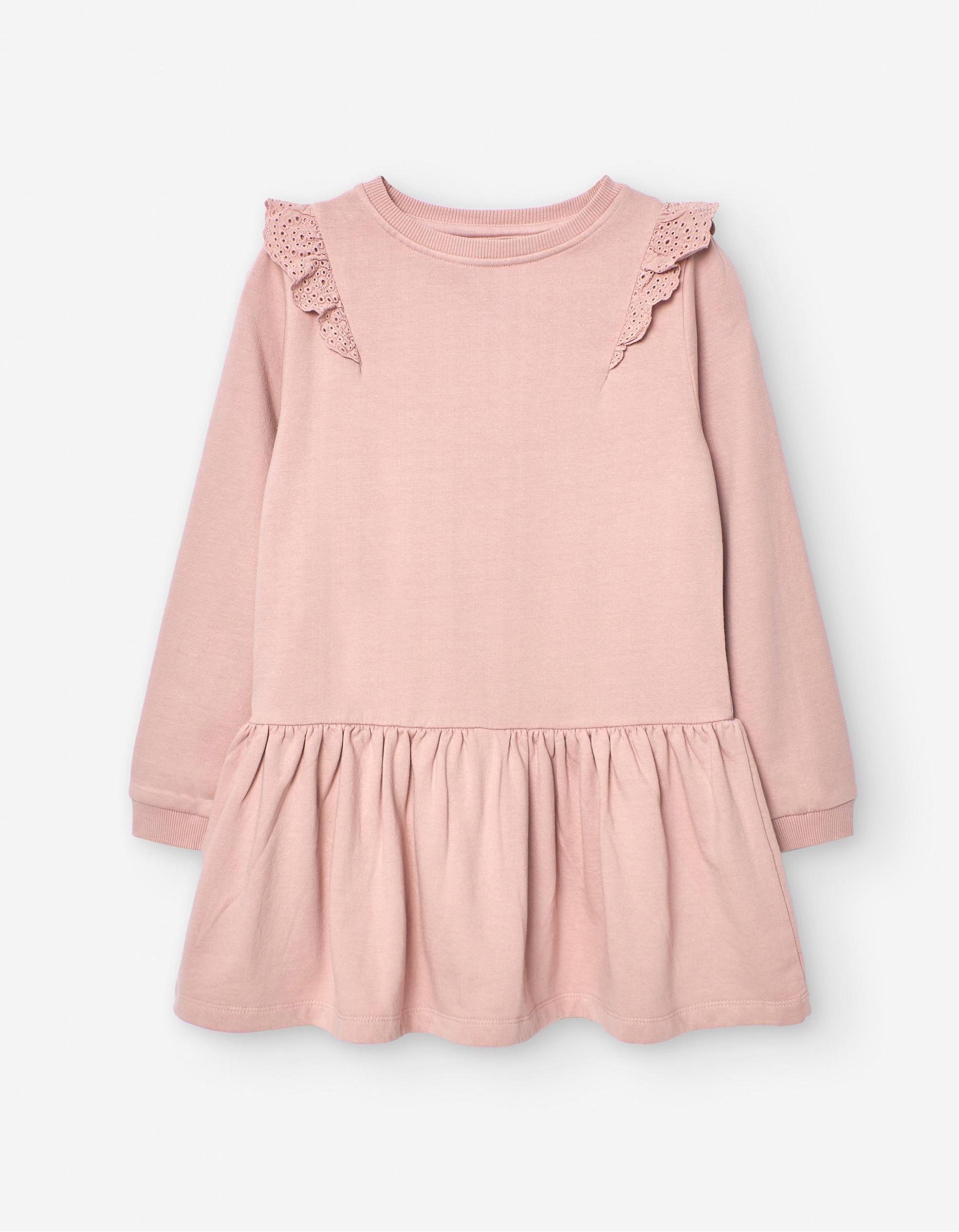 Dress with Broderie Anglaise Ruffles for Girls, Pink