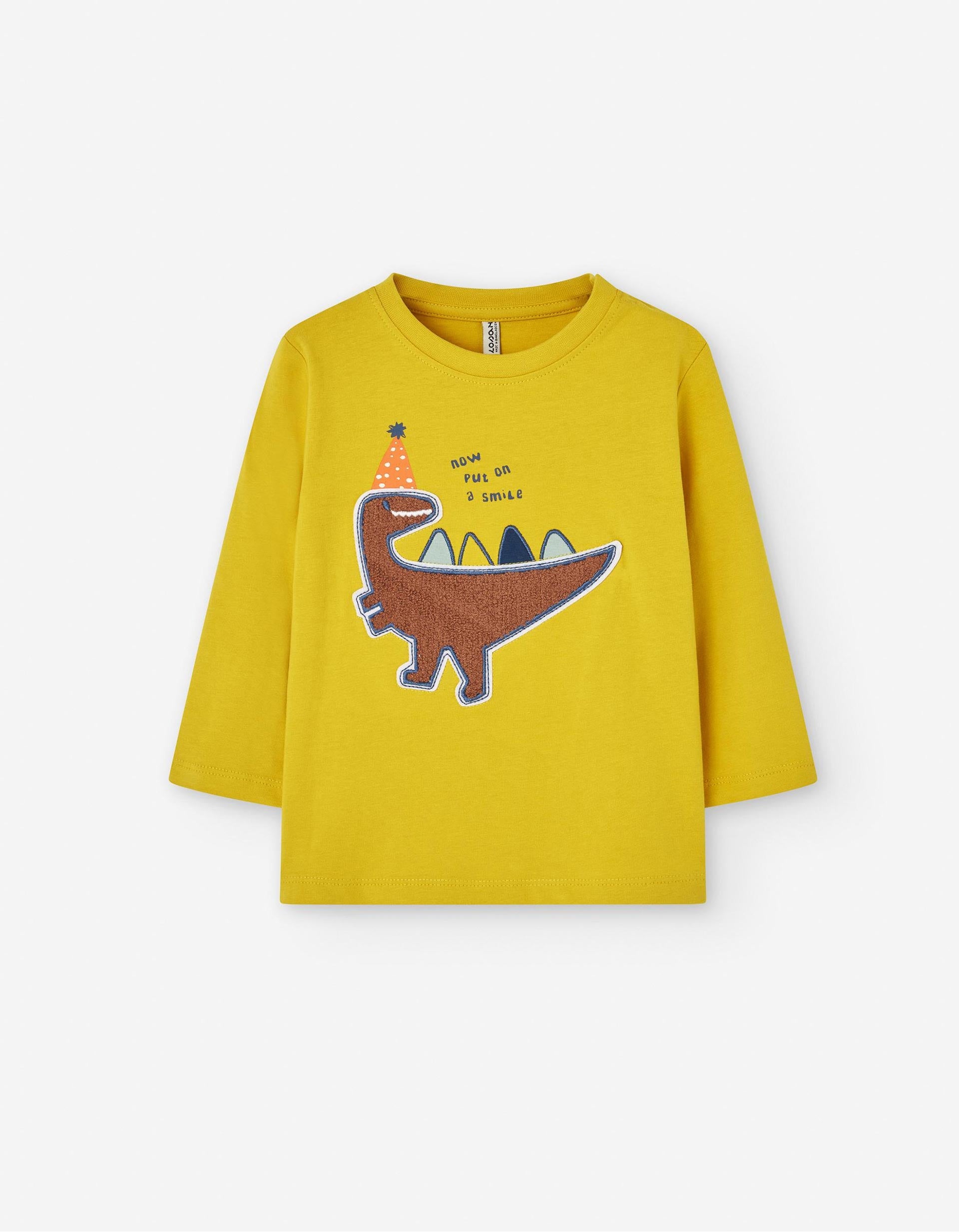 T-shirt de Manga Comprida para Bebé Menino 'Dinossauro', Amarelo