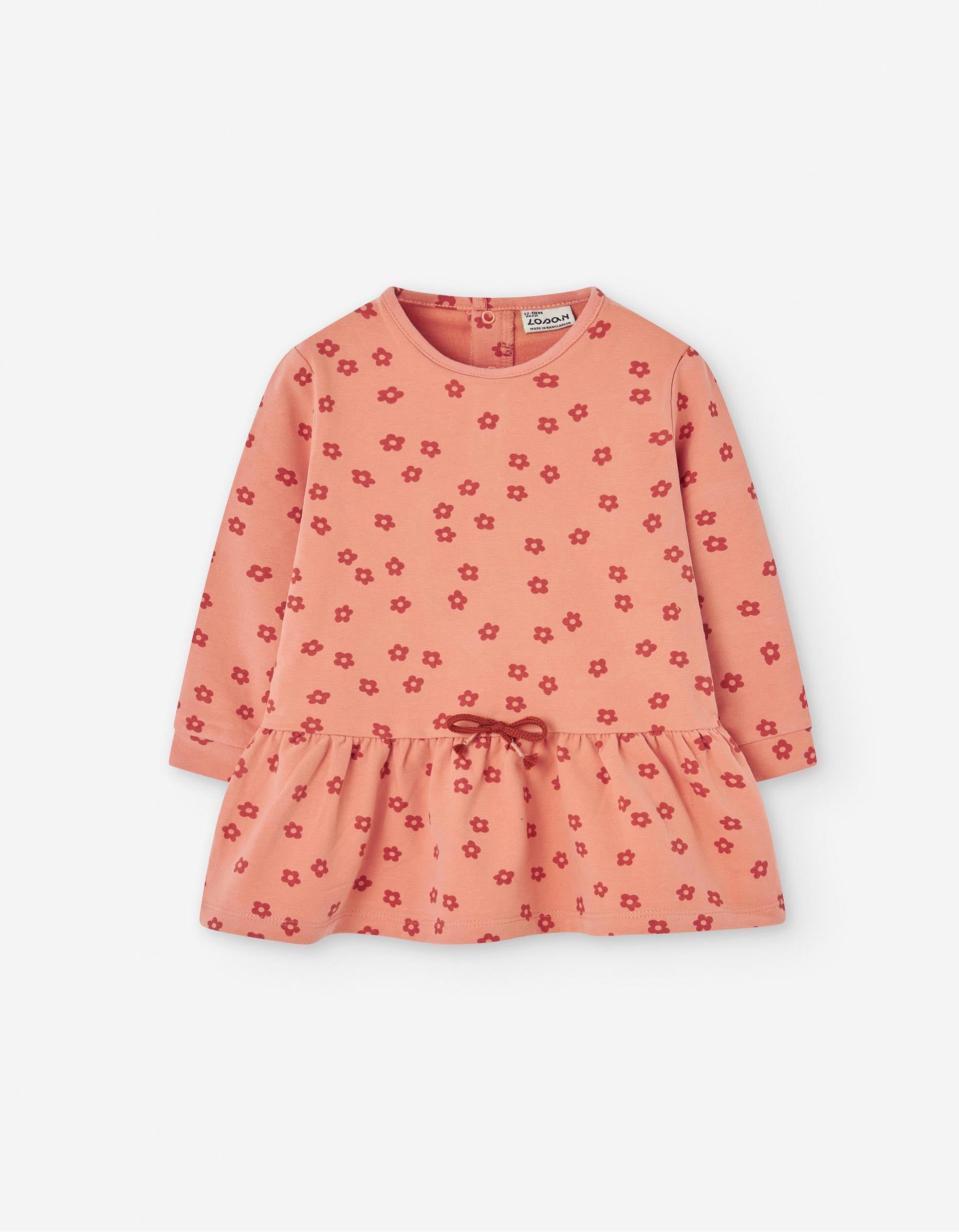 Vestido Motivo Floral para Bebé Menina, Coral