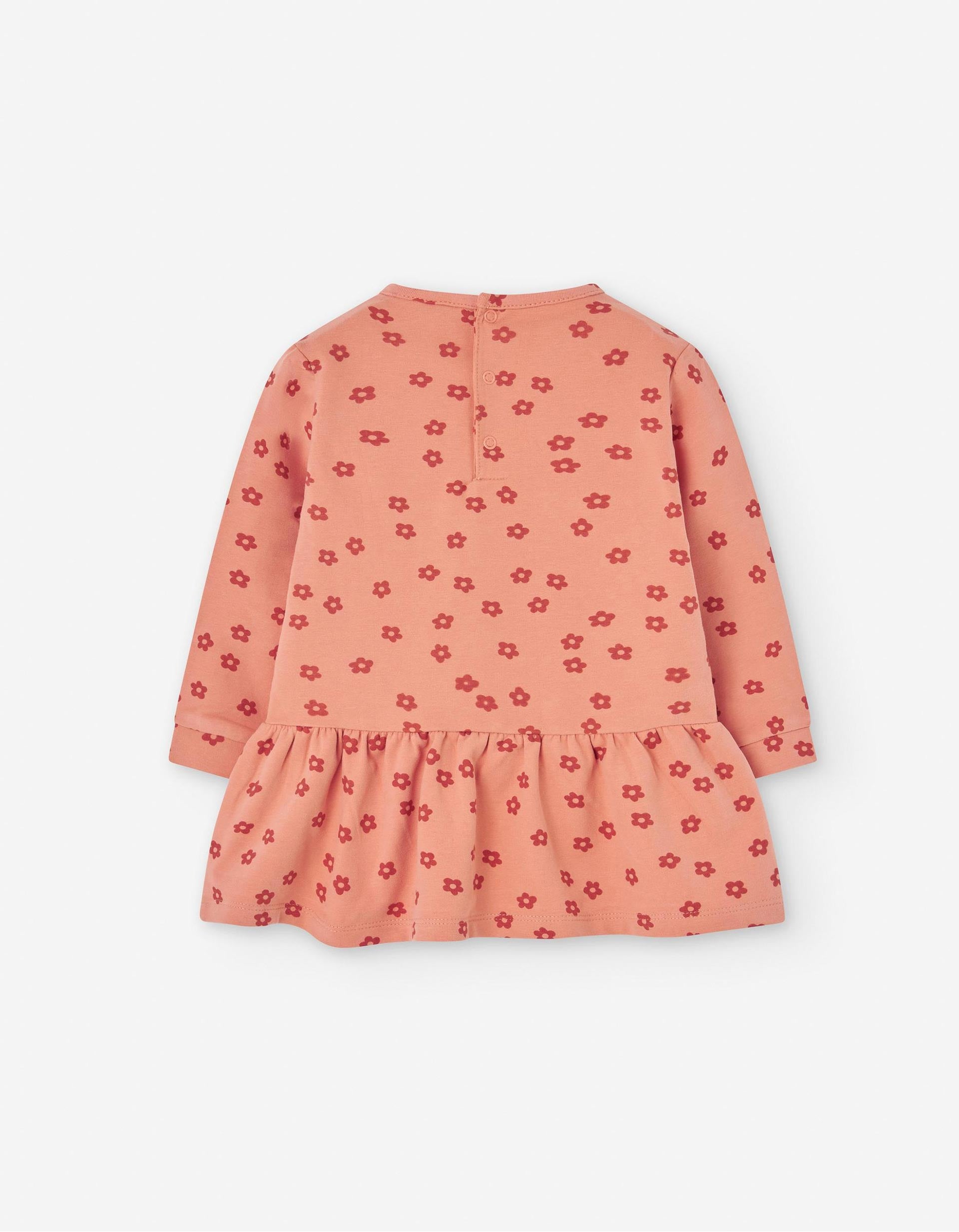 Vestido Motivo Floral para Bebé Menina, Coral