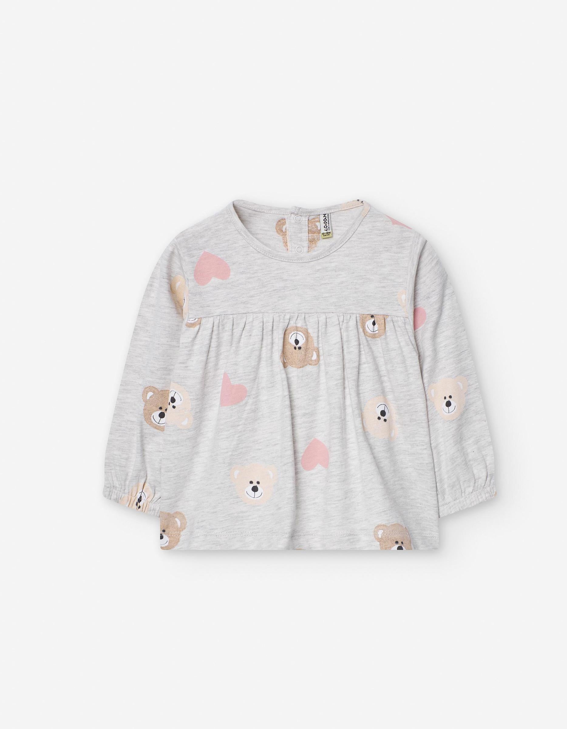 T-Shirt à Manches Longues pour Bébé Fille 'Ursinho', Gris