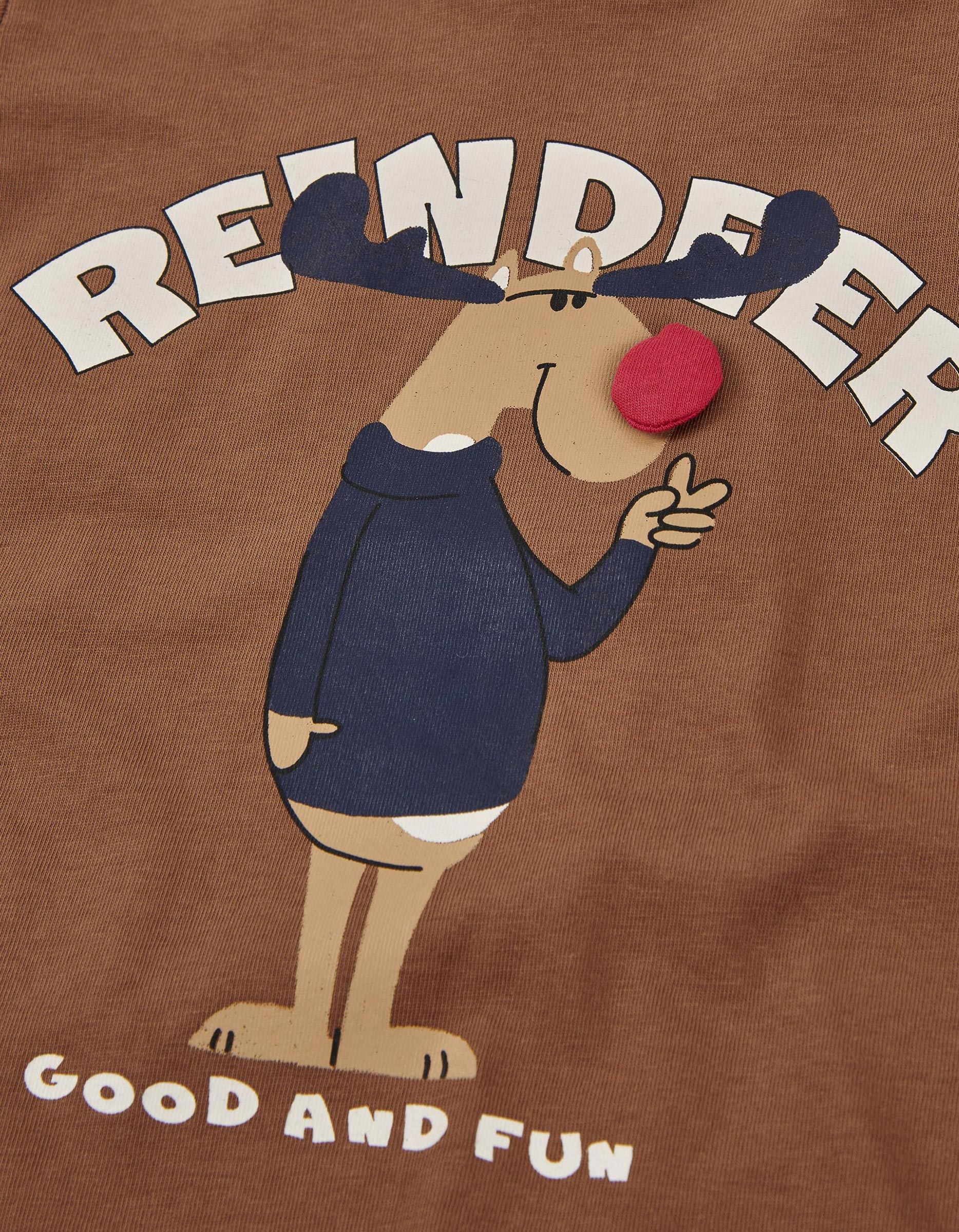 Long Sleeve Printed T-shirt for Baby Boys 'Reindeer', Brown