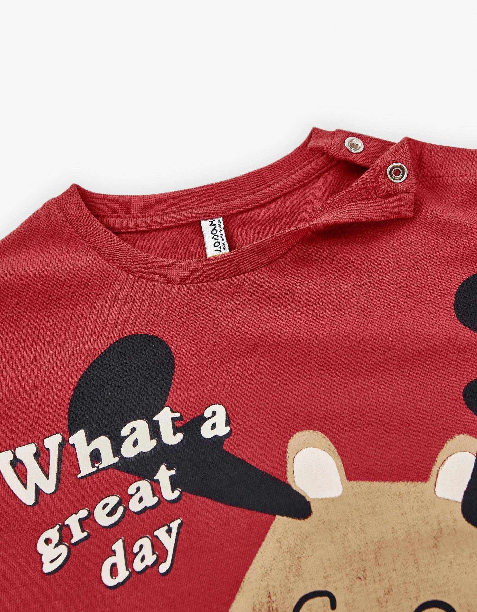 Long Sleeve Printed T-shirt for Baby Boys 'Reindeer', Red