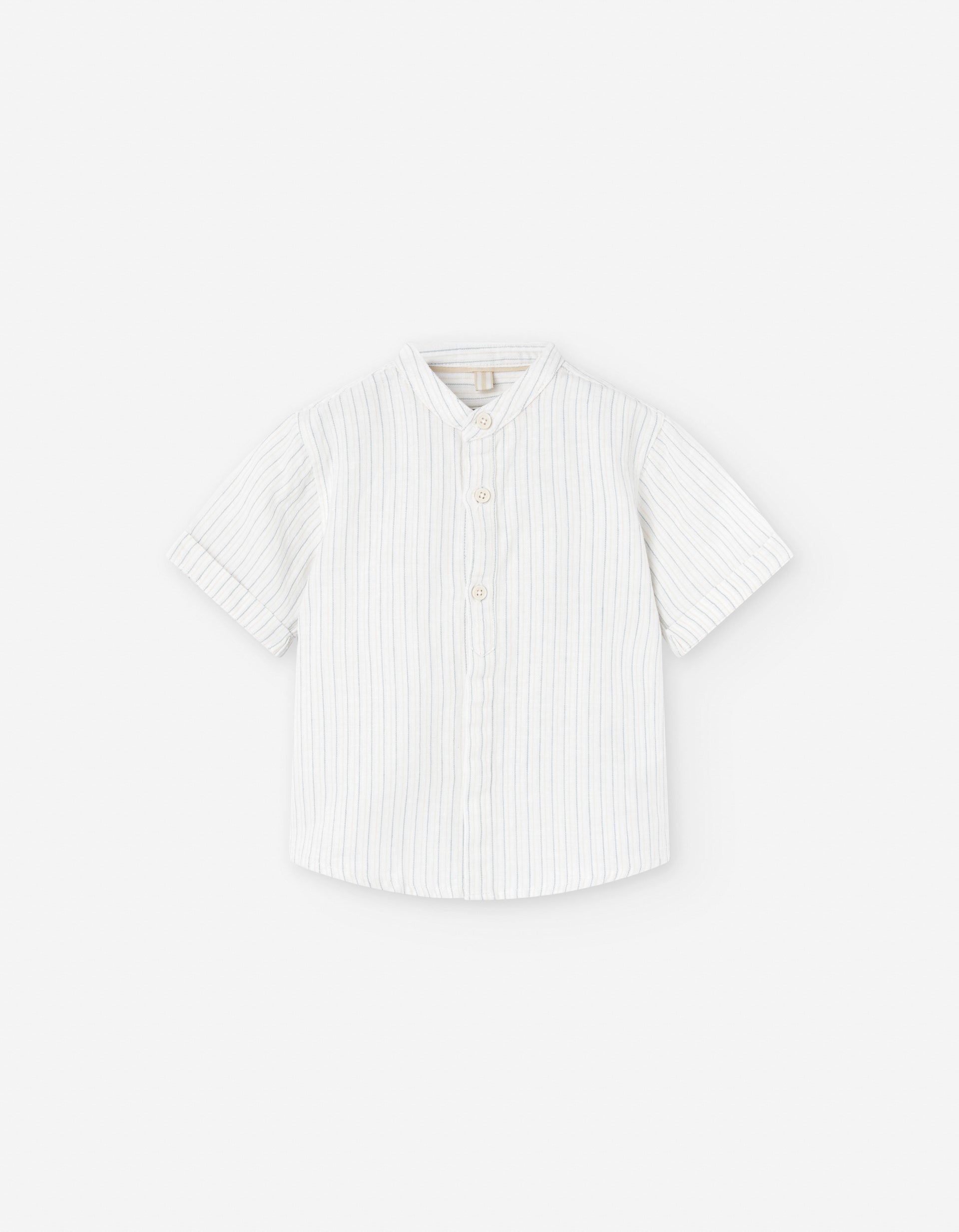 Chemise en Mélange de Lin à Rayures pour Bébé Garçon, Blanc