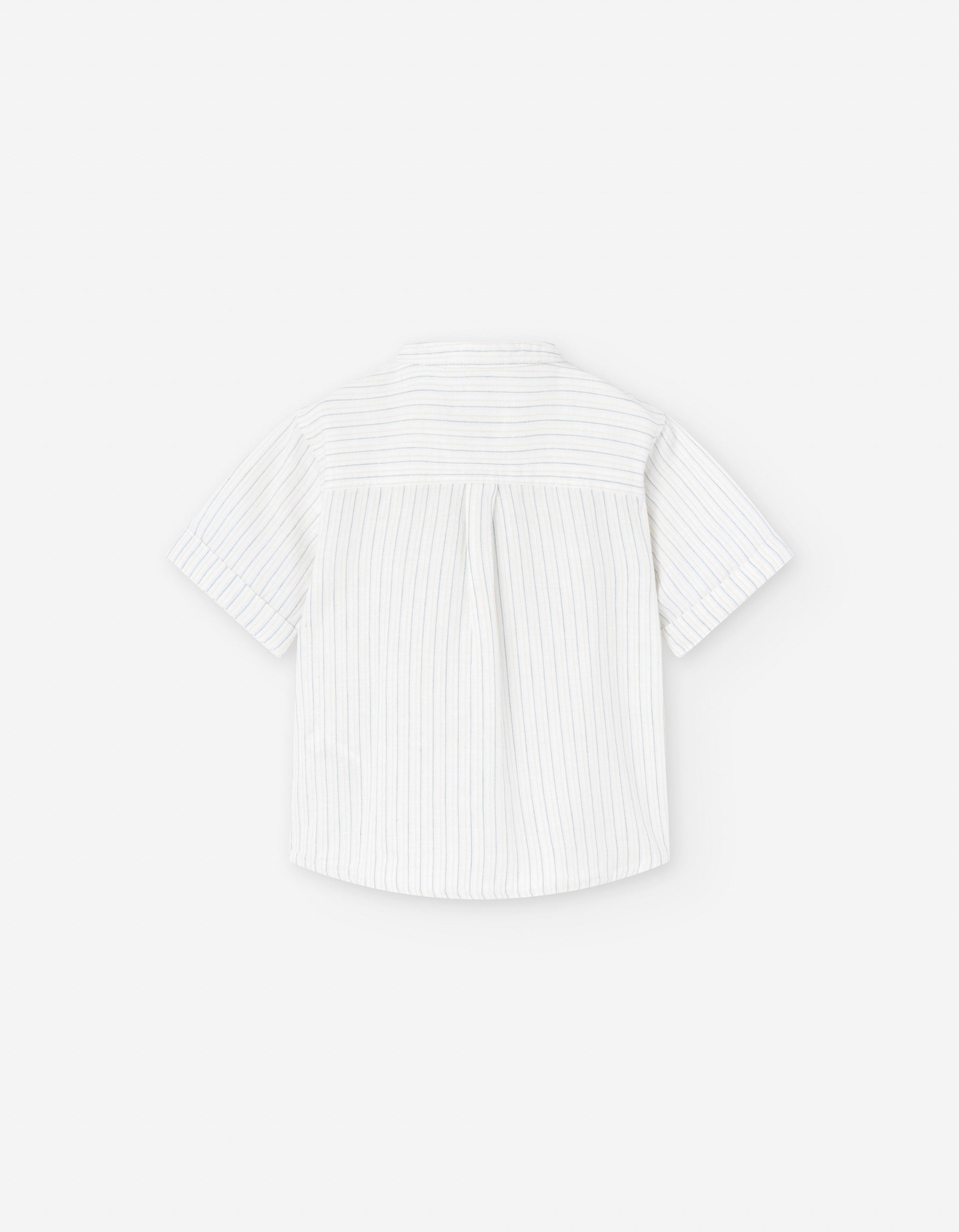 Chemise en Mélange de Lin à Rayures pour Bébé Garçon, Blanc